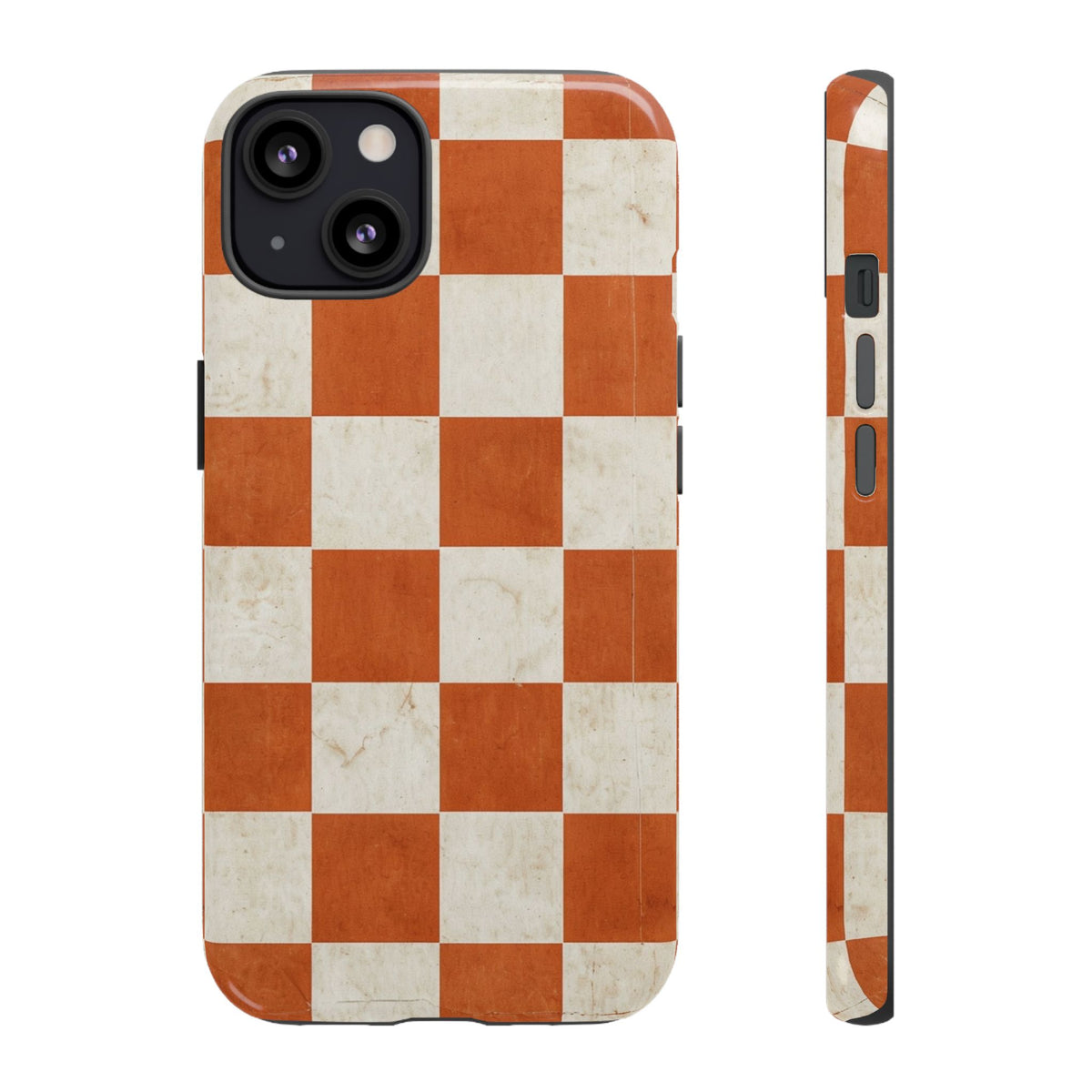 Vintage Orange Checkerboard Tough Phone Case