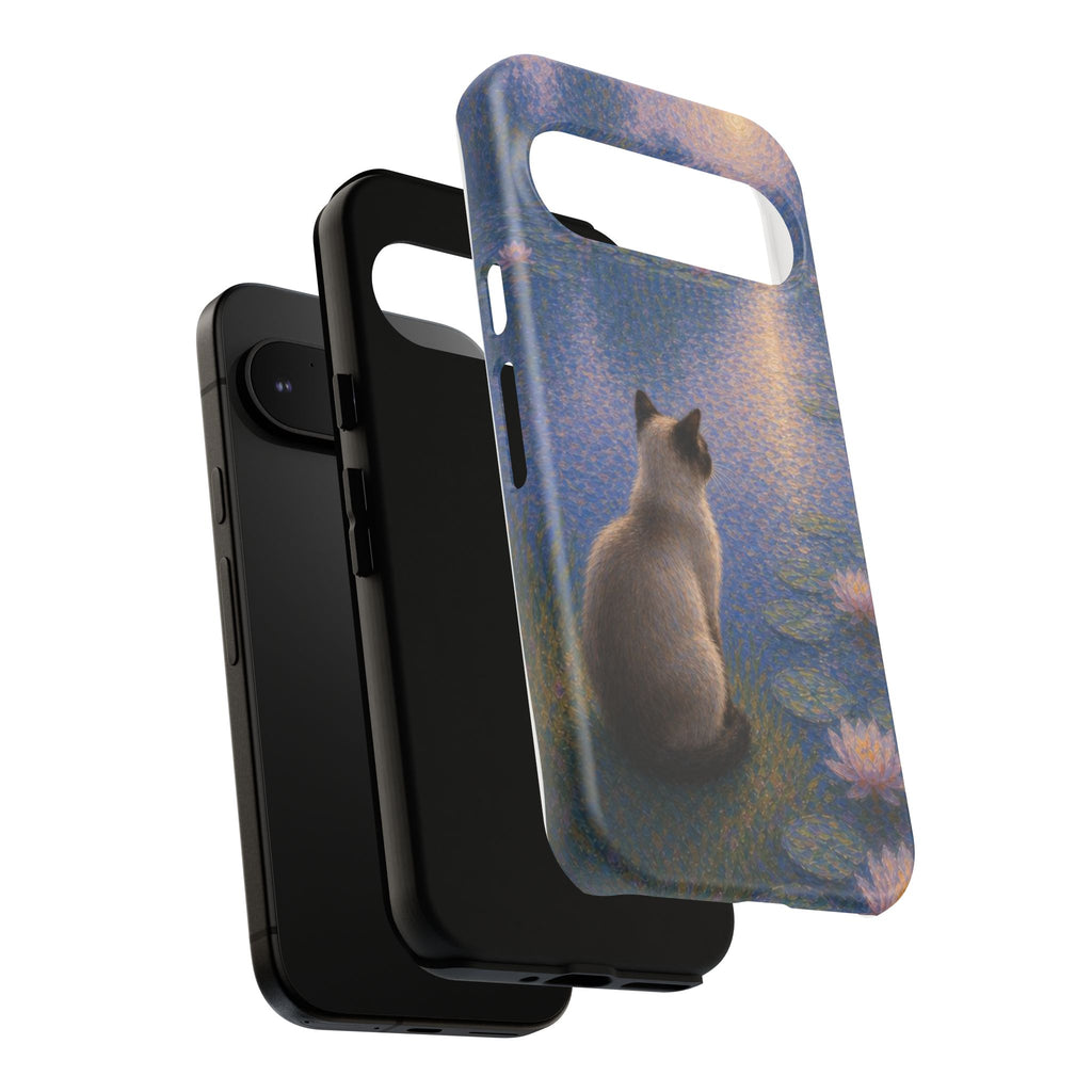 Cat Moonlight Phone Case — Serene Siamese by Lily Pond