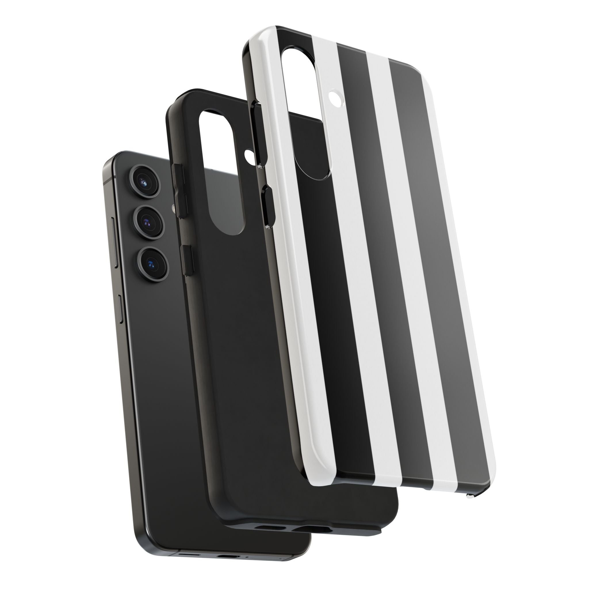 Black & White Bold Stripe Phone Case — Tough Protective Cover