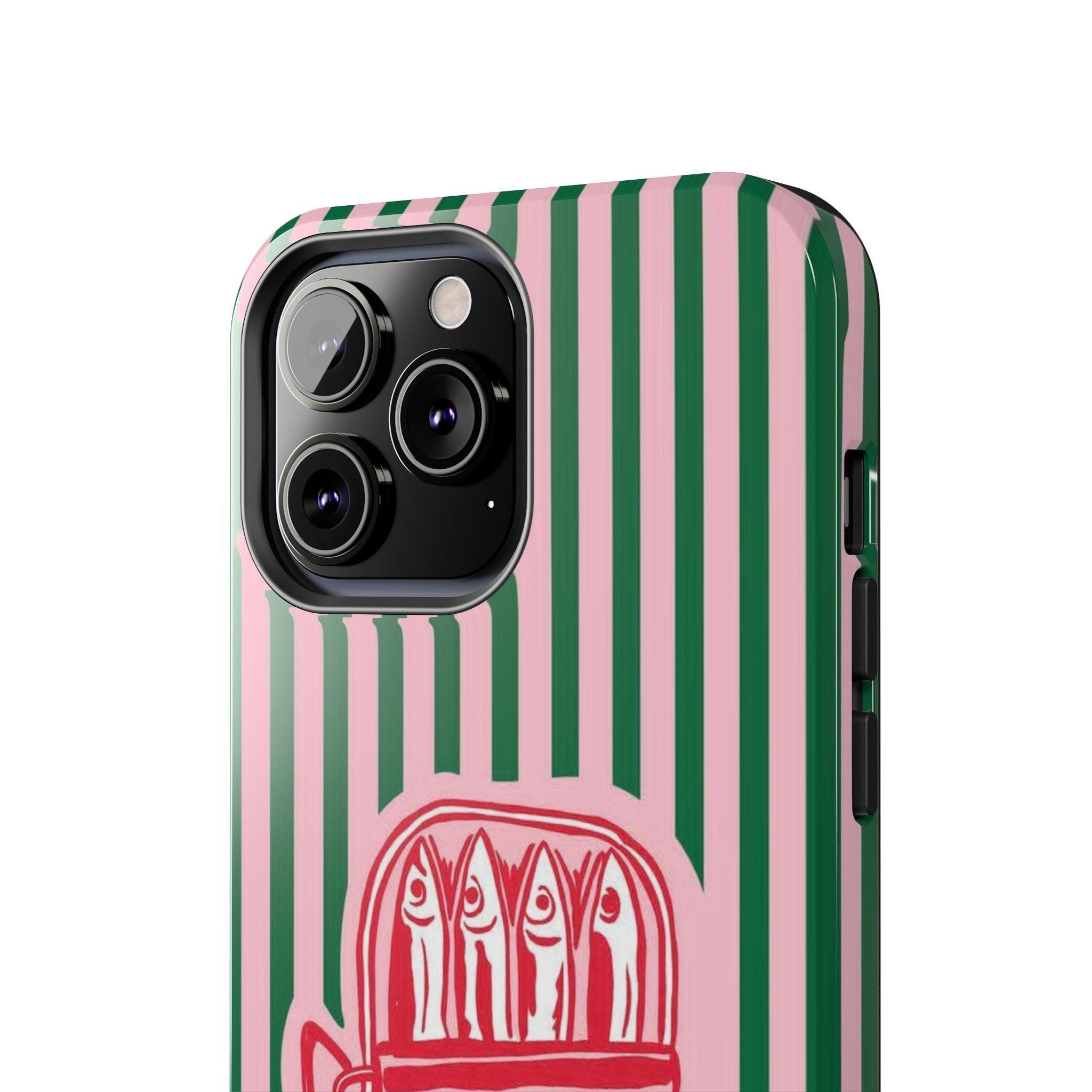 Sardine Stripes Tough Phone Case — Retro Pink & Green Protective Phone Cover
