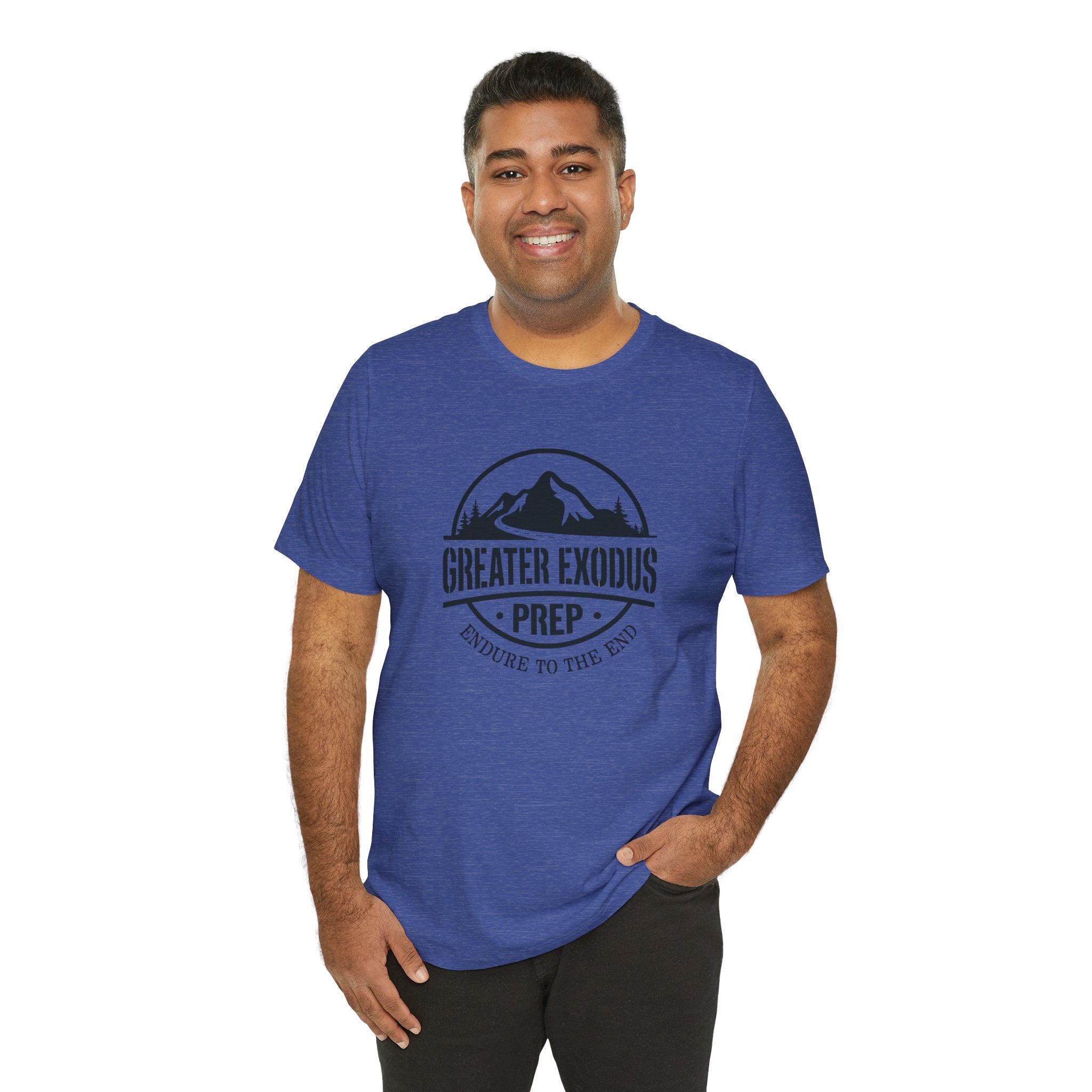 Greater Exodus Prep T-Shirt — Mountain Logo “Endure to the End” Adventure Tee
