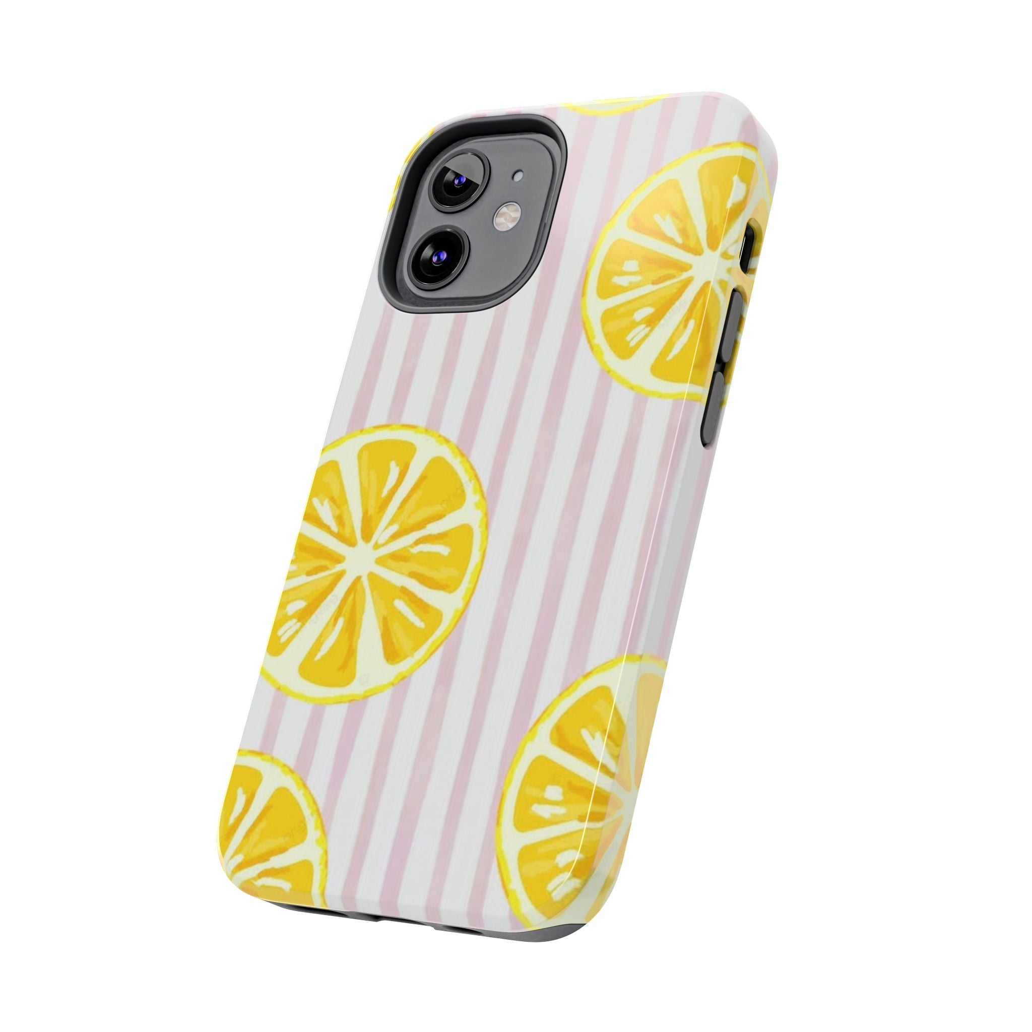 Lemon Slice Tough Phone Case — Pink Stripe Summer Protective Cover