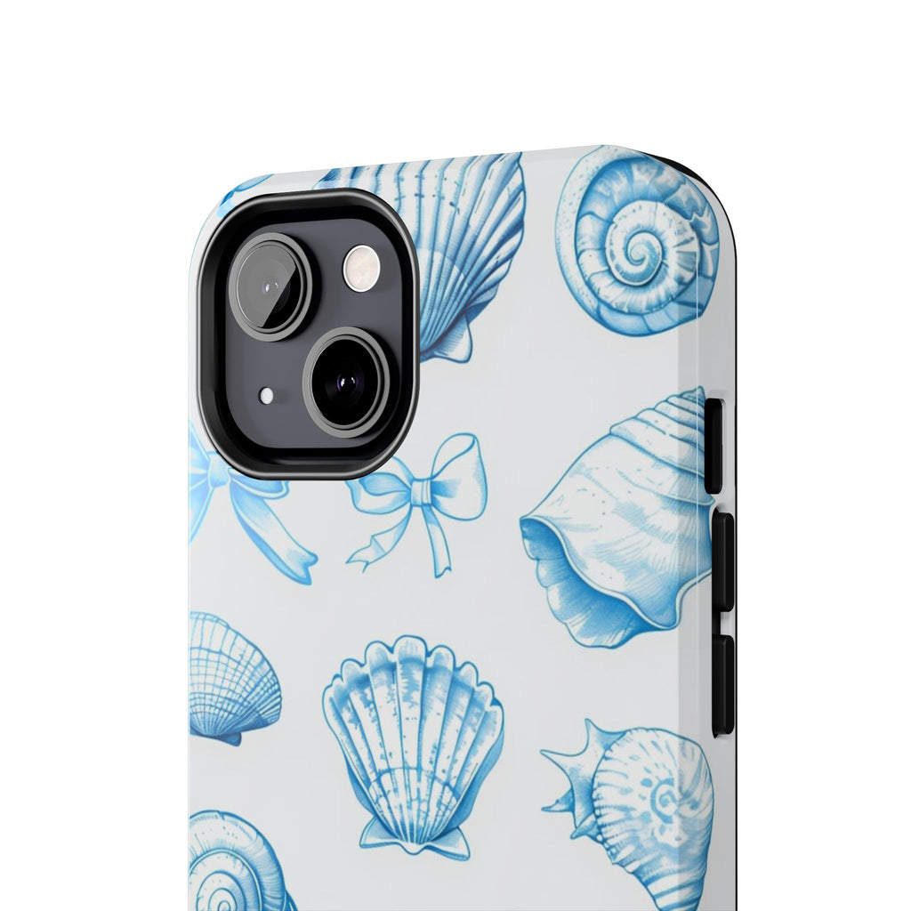 Seashell Blue Tough Phone Case – Coastal Shell Pattern Protective Cover