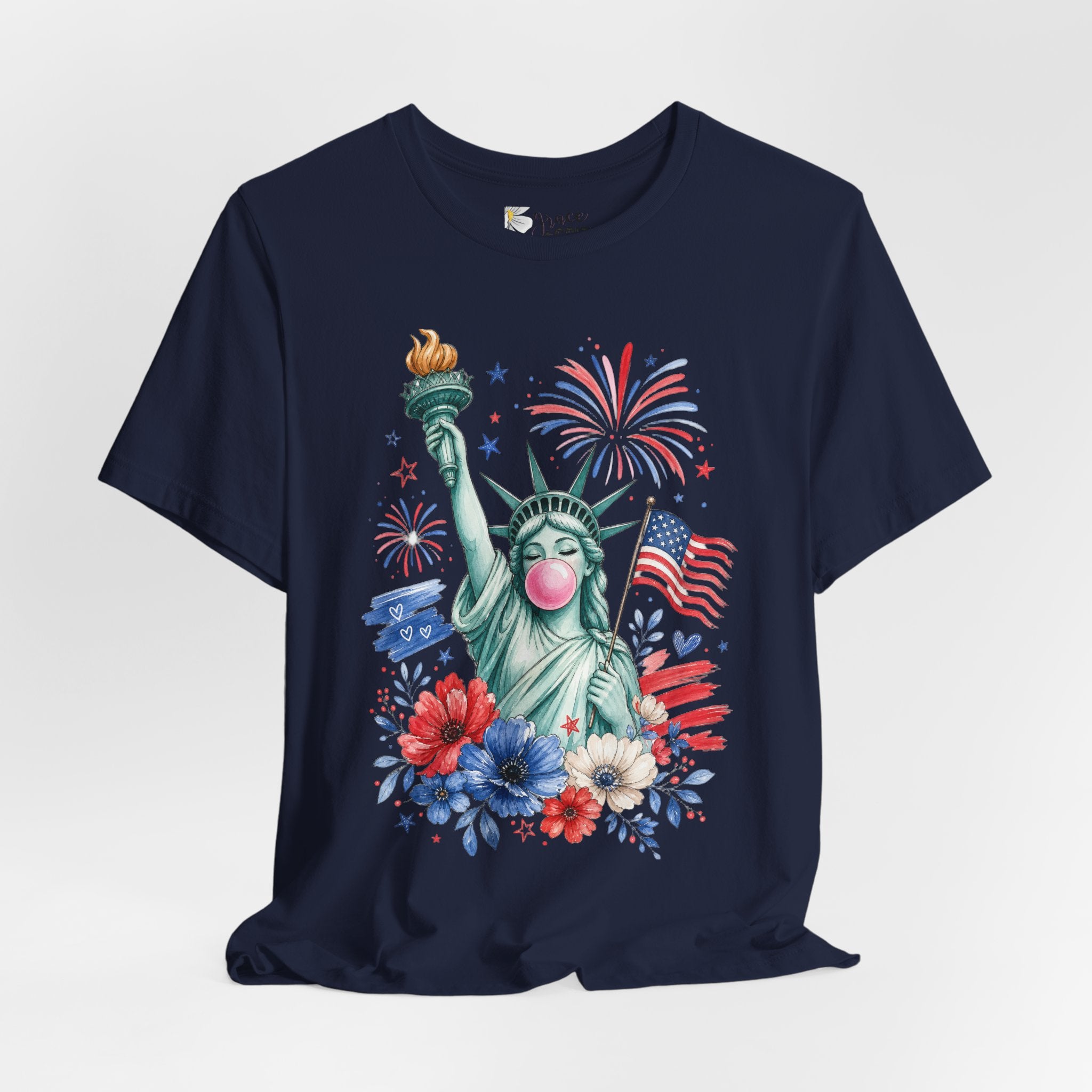 Statue of Liberty Bubblegum Tee — Patriotic 4th of July Graphic T-Shirt