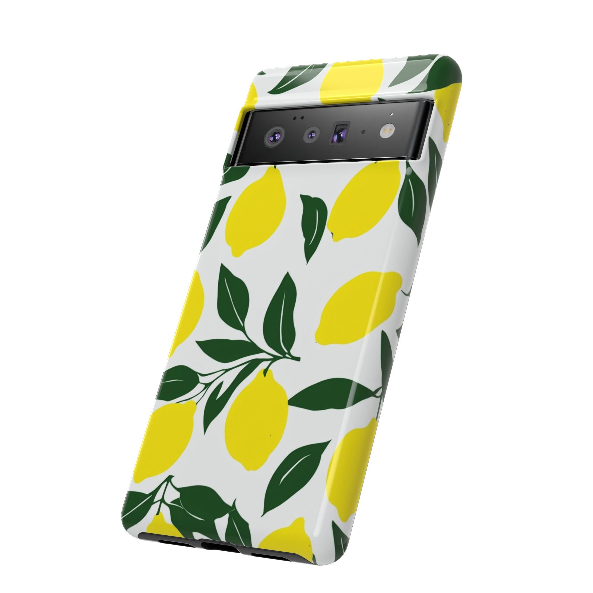 Lemon Pattern Tough Phone Case — Bright Citrus Protective Cover