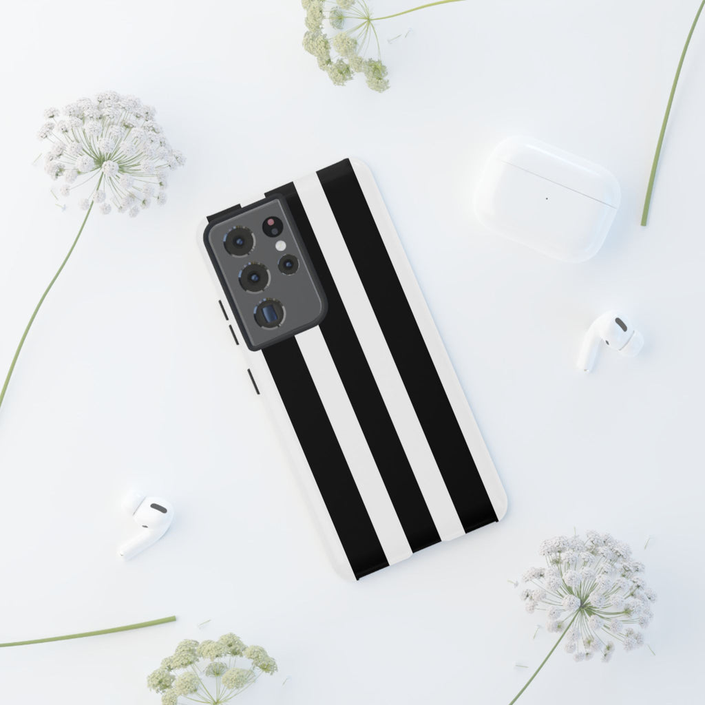 Black & White Vertical Stripe Phone Case — Tough Protective iPhone Cover