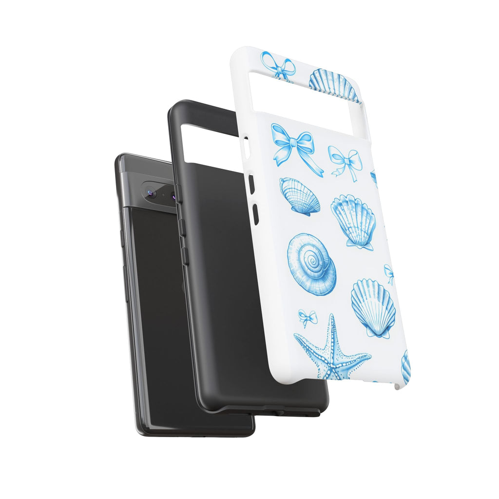 Seaside Shells Phone Case — Blue Nautical Shell & Starfish Pattern