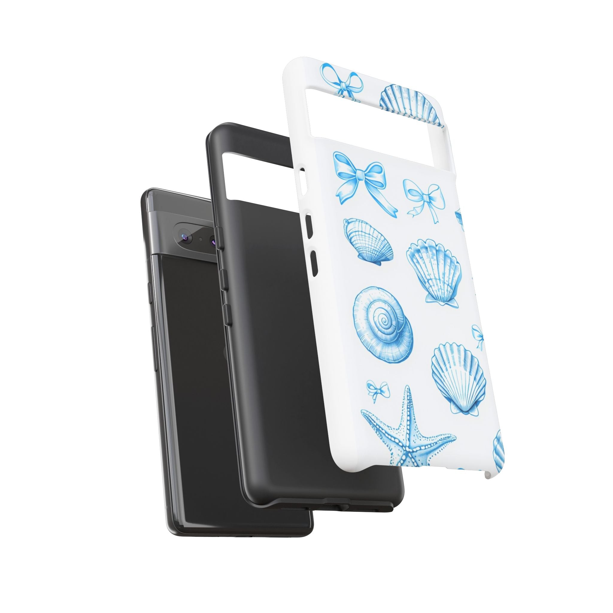 Seaside Shells Phone Case — Blue Nautical Shell & Starfish Pattern