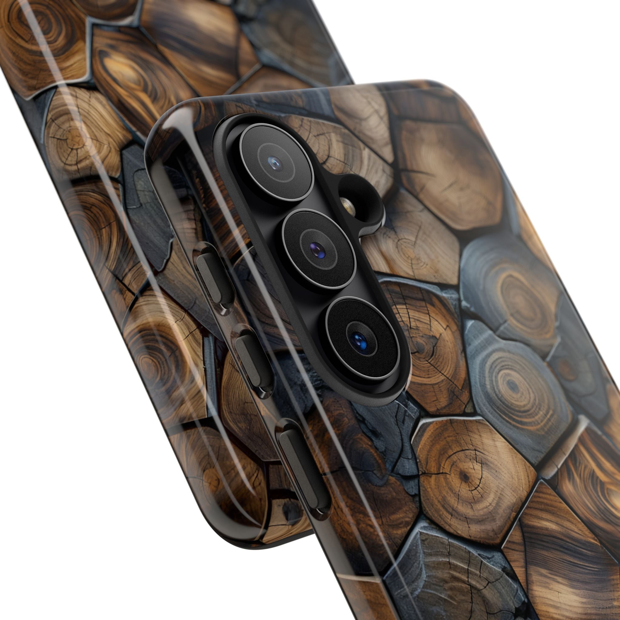 Wood Grain Hex Phone Case — Rustic Geometric iPhone Protection