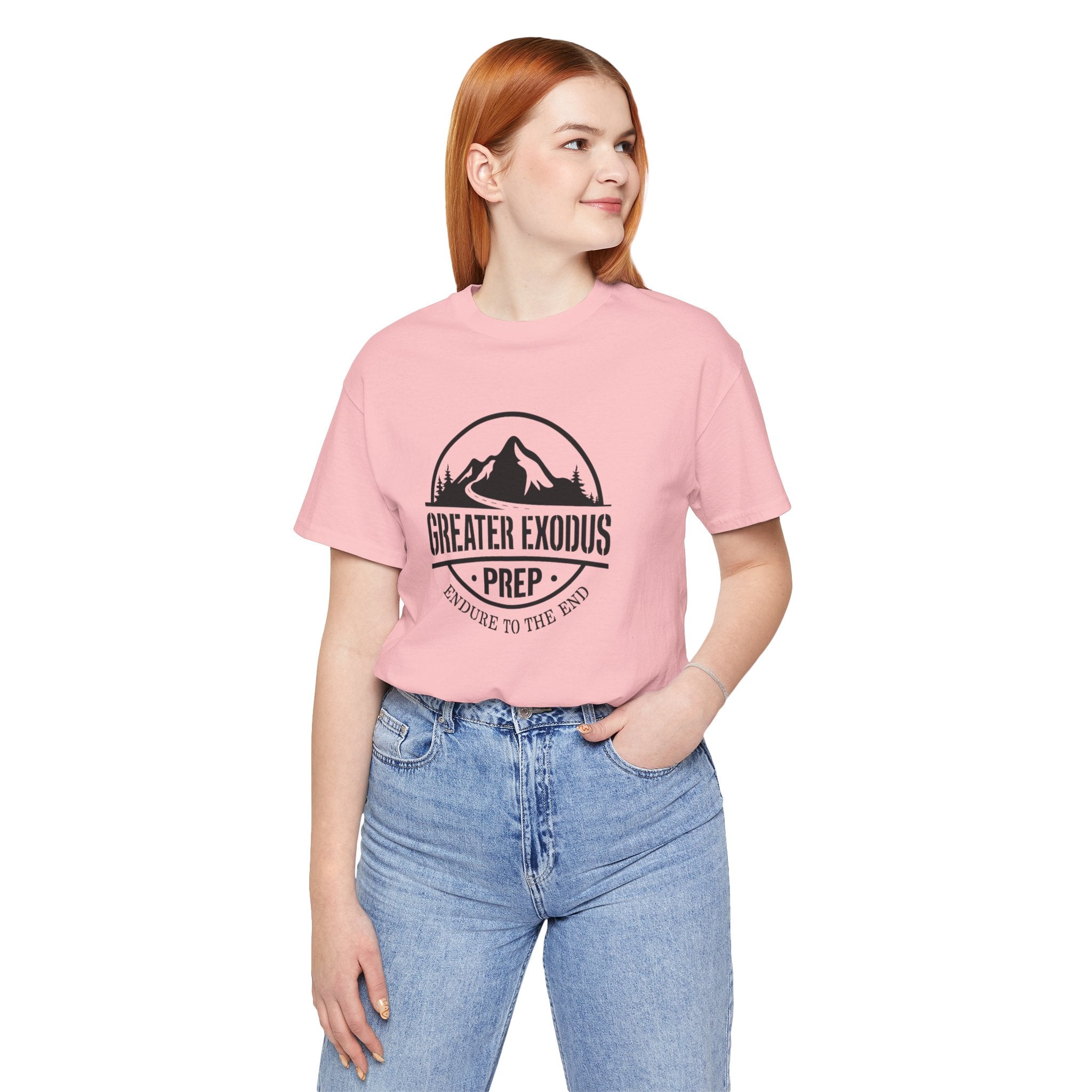 Greater Exodus Prep T-Shirt — Mountain Logo “Endure to the End” Adventure Tee
