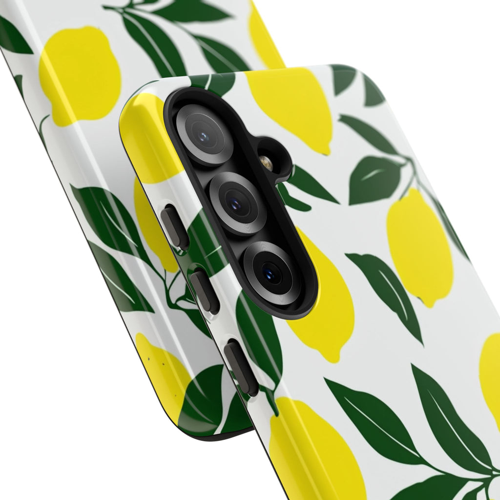 Lemon Pattern Tough Phone Case — Bright Citrus Protective Cover