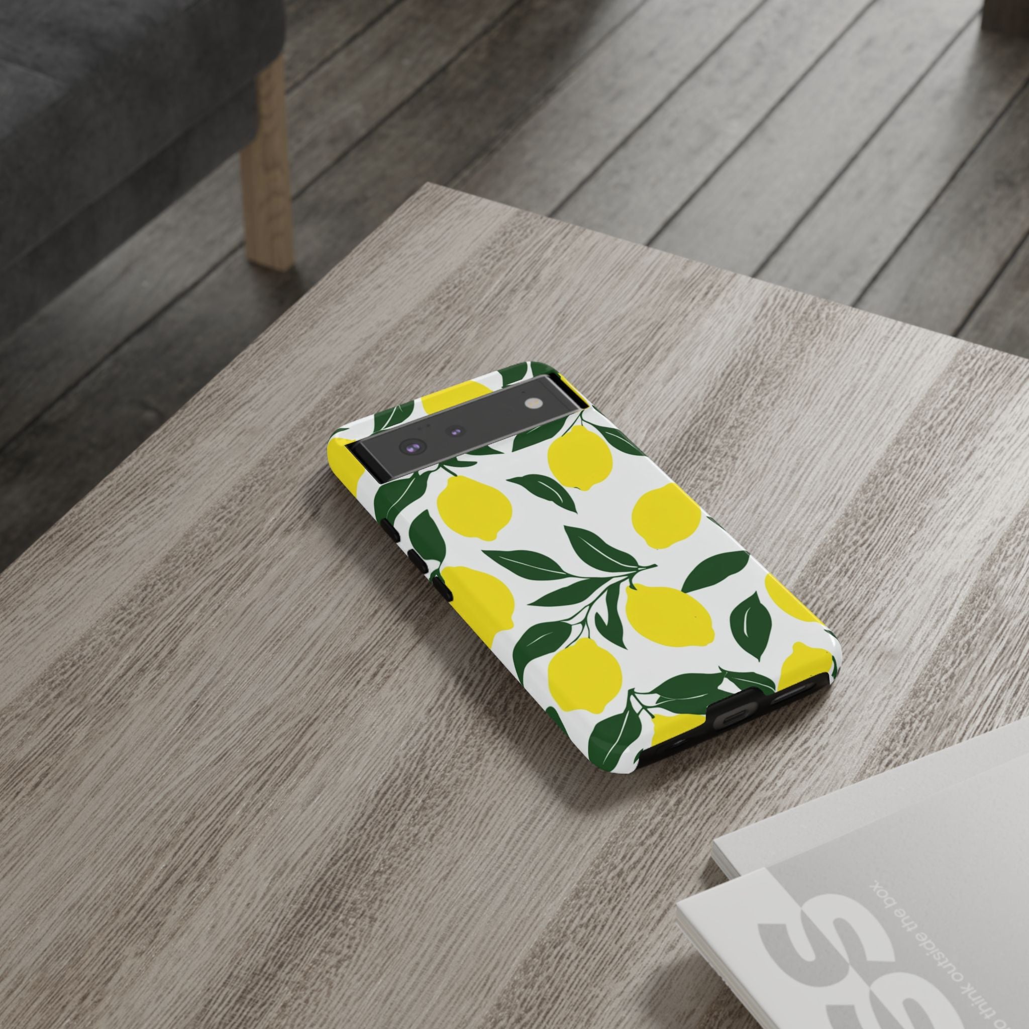Lemon Pattern Tough Phone Case — Bright Citrus Protective Cover