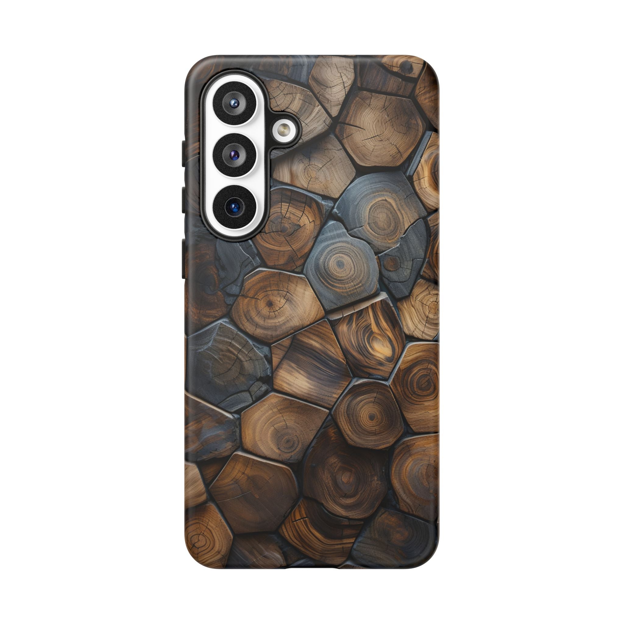 Wood Grain Hex Phone Case — Rustic Geometric iPhone Protection