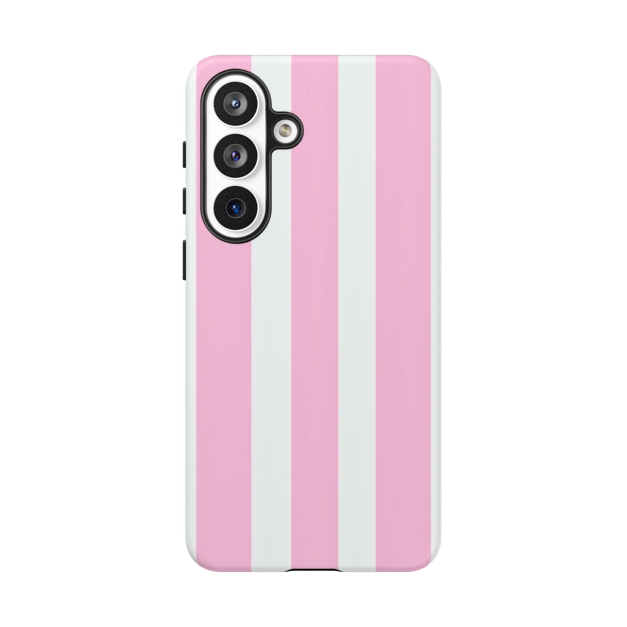 Pink & White Striped Tough Phone Case — Durable Protective Phone Cover