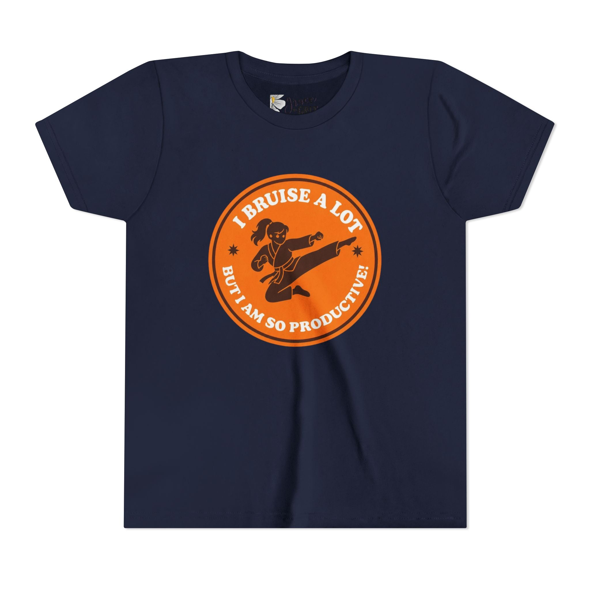 Youth Tee – "I Bruise a Lot But I Am So Productive" Martial Arts Graphic