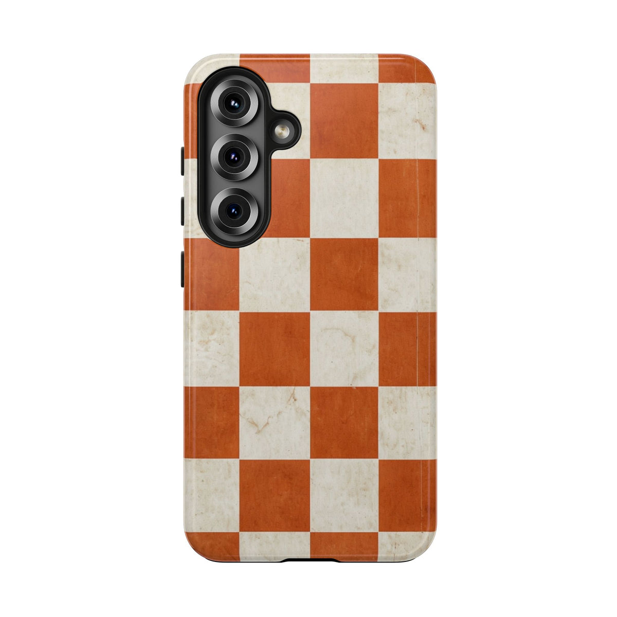 Orange and Cream Checkerboard Tough Phone Case