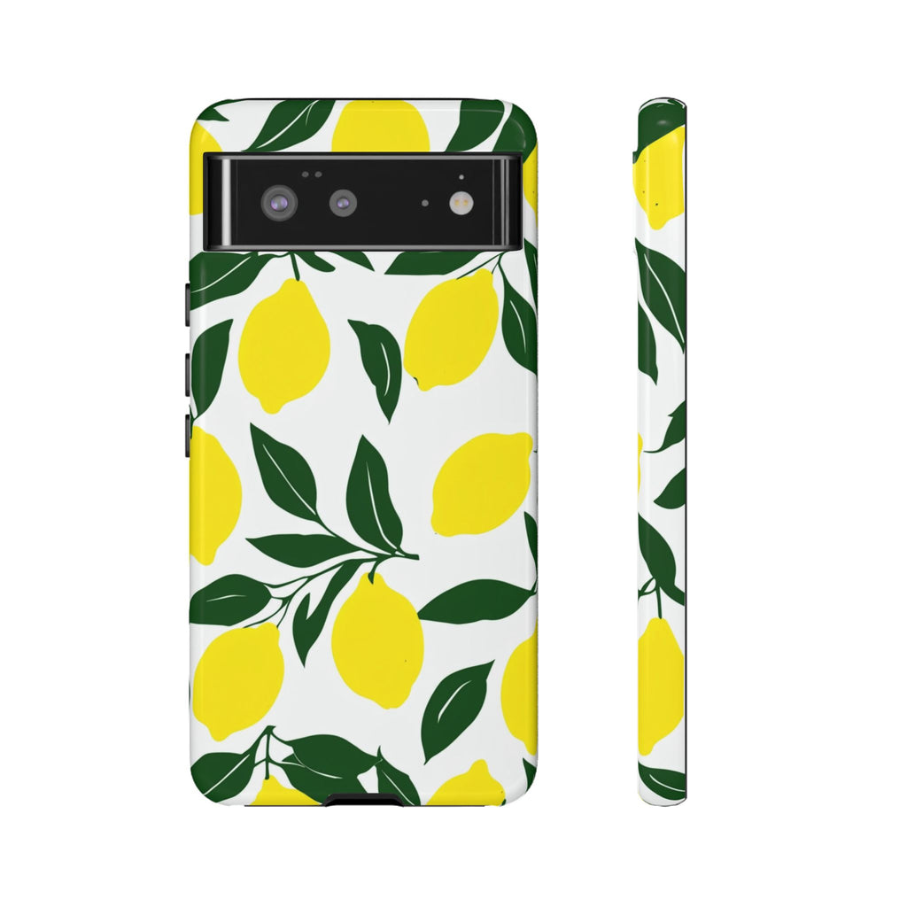 Lemon Pattern Tough Phone Case — Bright Citrus Protective Cover