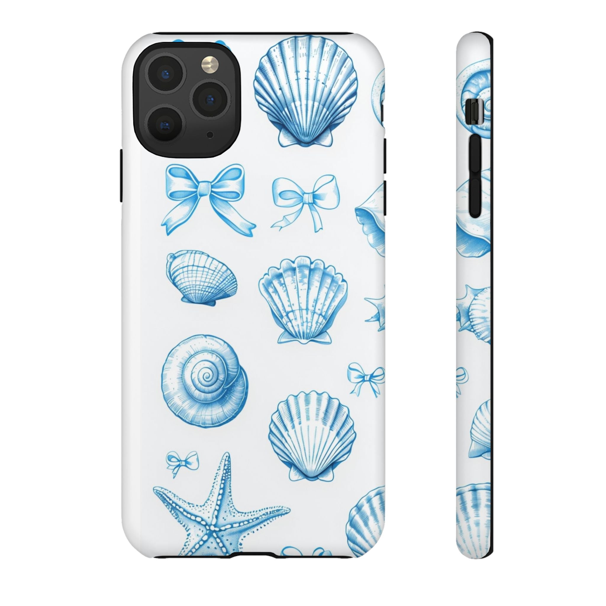Seaside Shells Phone Case — Blue Nautical Shell & Starfish Pattern