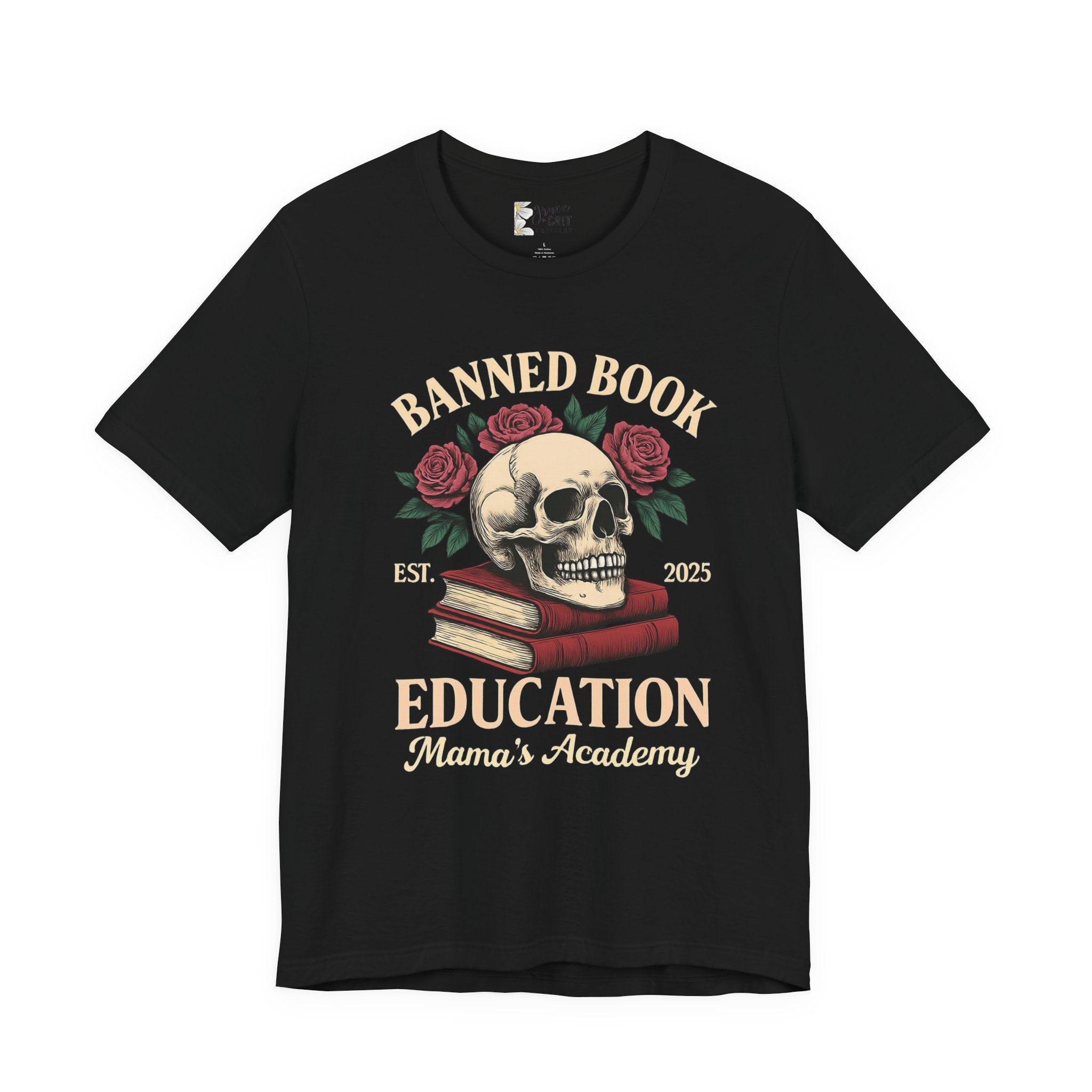 Banned Book Skull with Roses T-Shirt | Education Stack Tee