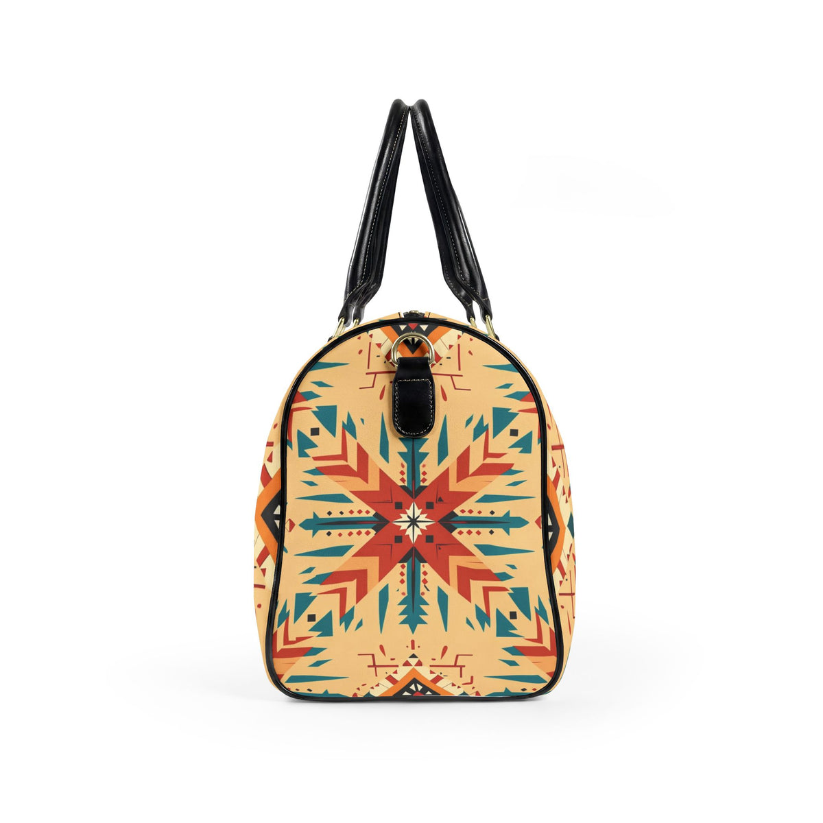 Faux Leather Travel Bag with Southwestern Geometric Pattern