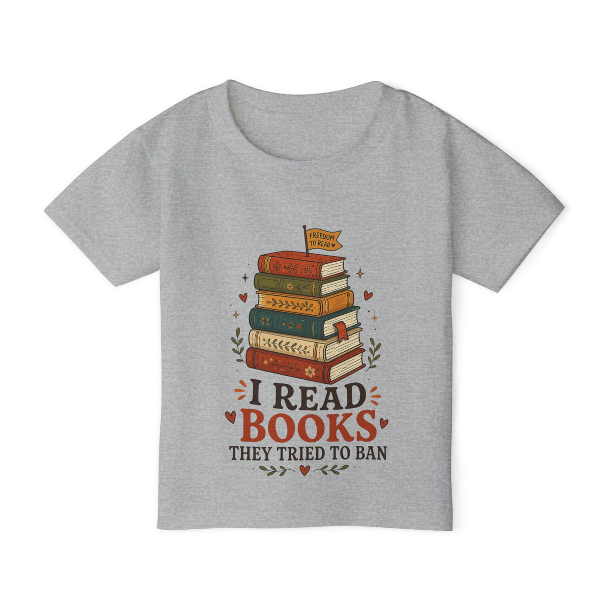 Toddler T-Shirt — "I Read Books They Tried To Ban" Bookstack Graphic