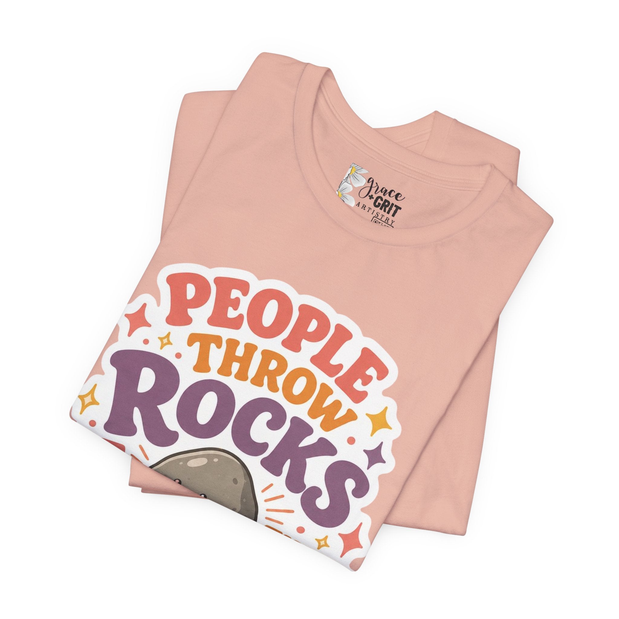 People Throw Rocks at Things That Shine T-Shirt | Cute Rock Illustration