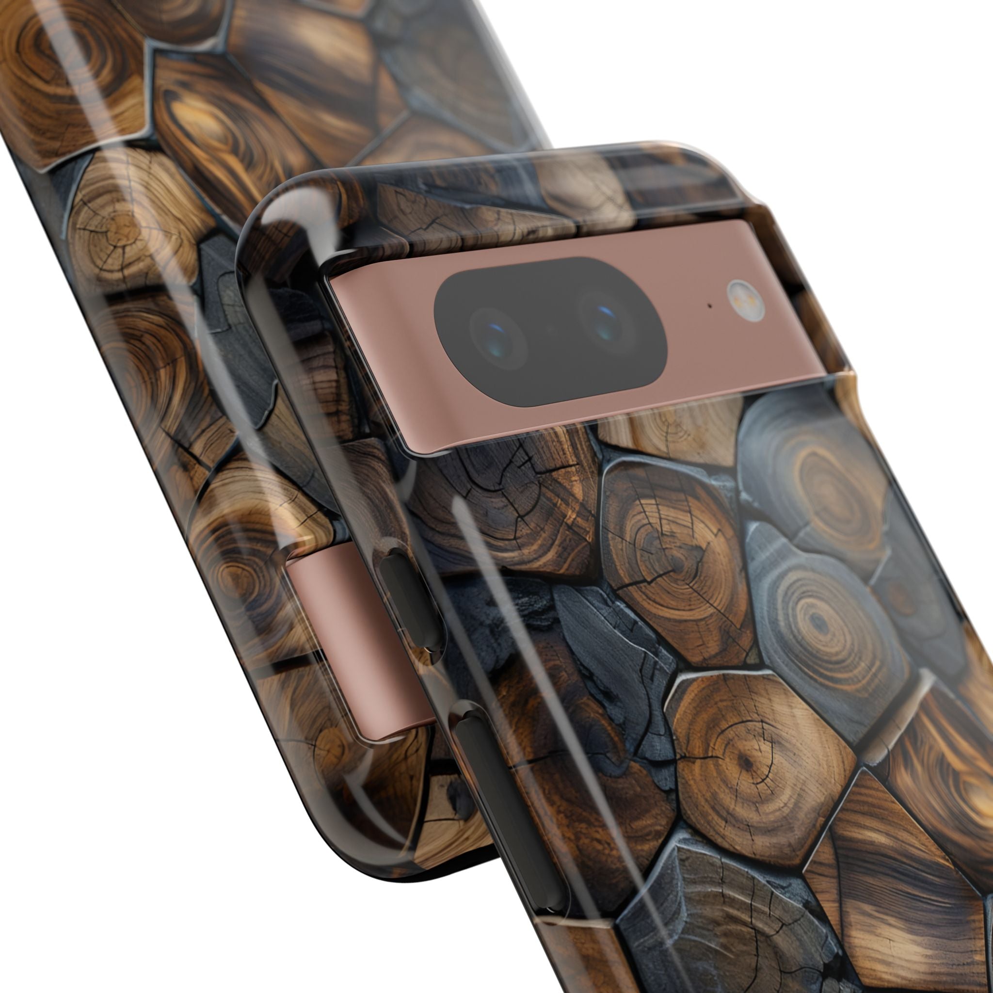 Wood Grain Hex Phone Case — Rustic Geometric iPhone Protection