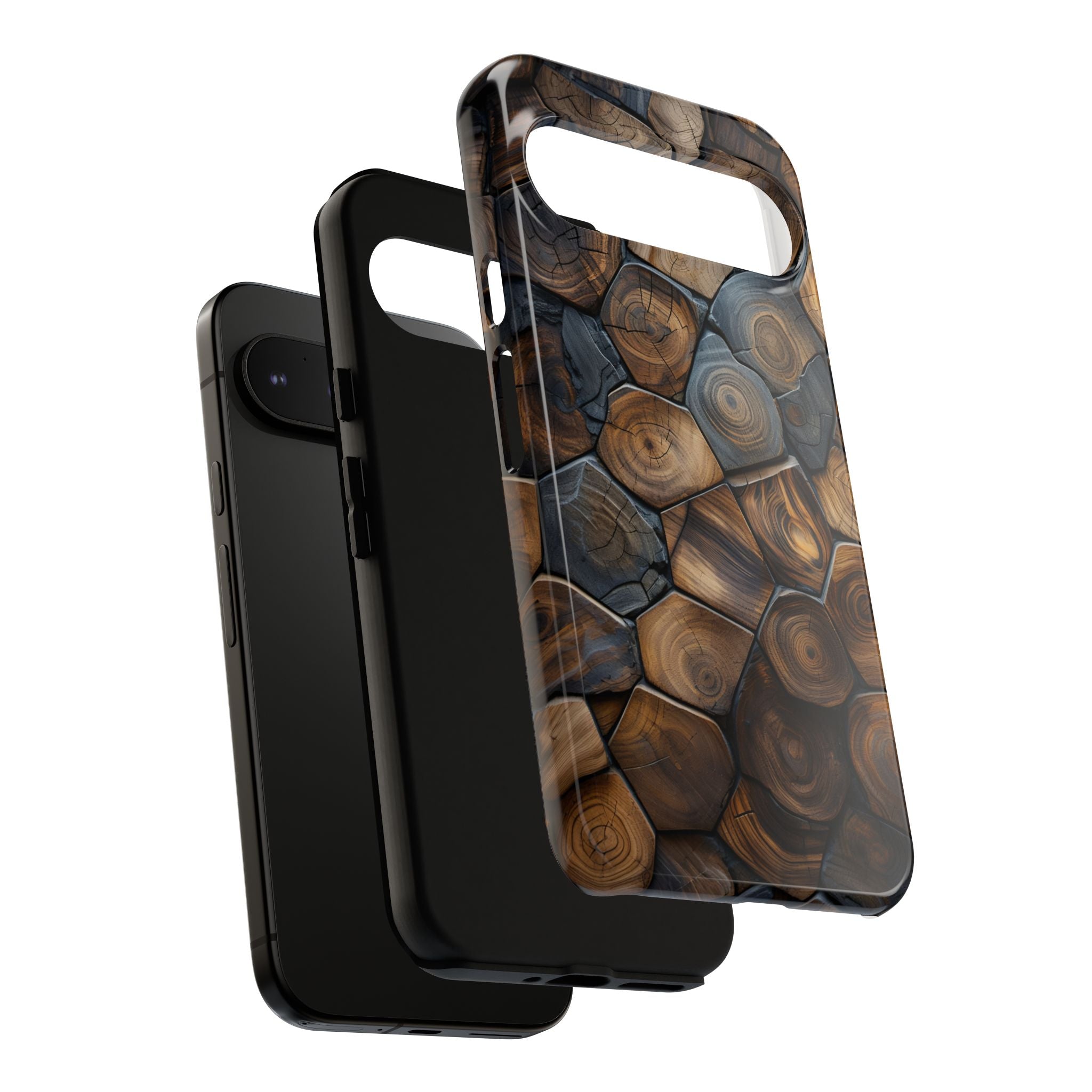 Wood Grain Hex Phone Case — Rustic Geometric iPhone Protection