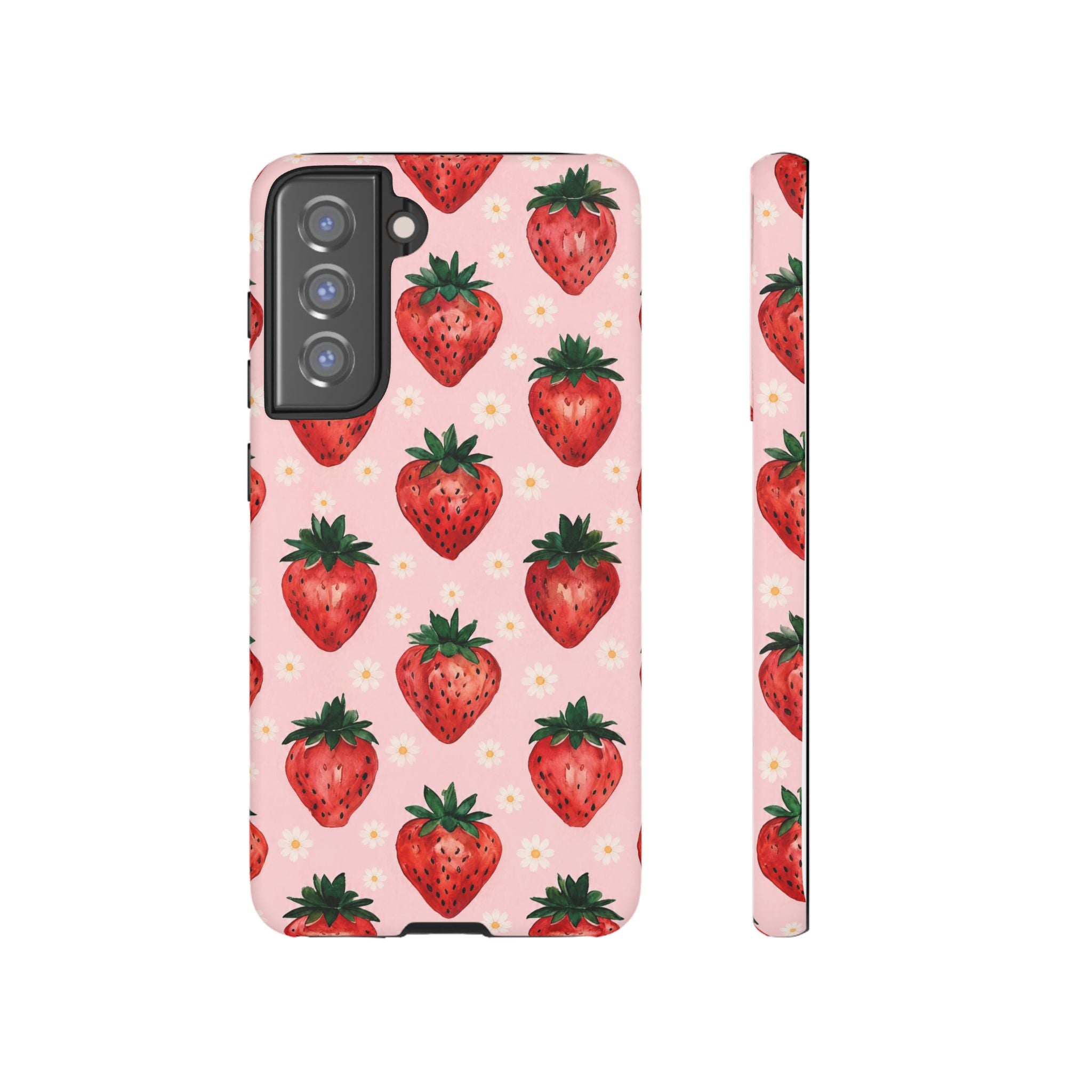 Strawberry Pattern Tough Case — Cute Pink Fruit Phone Case