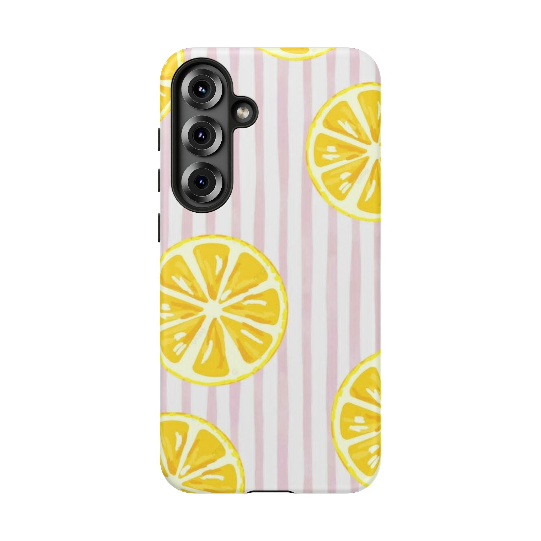 Lemon Slices Tough Case — Cute Pink Stripe Phone Cover