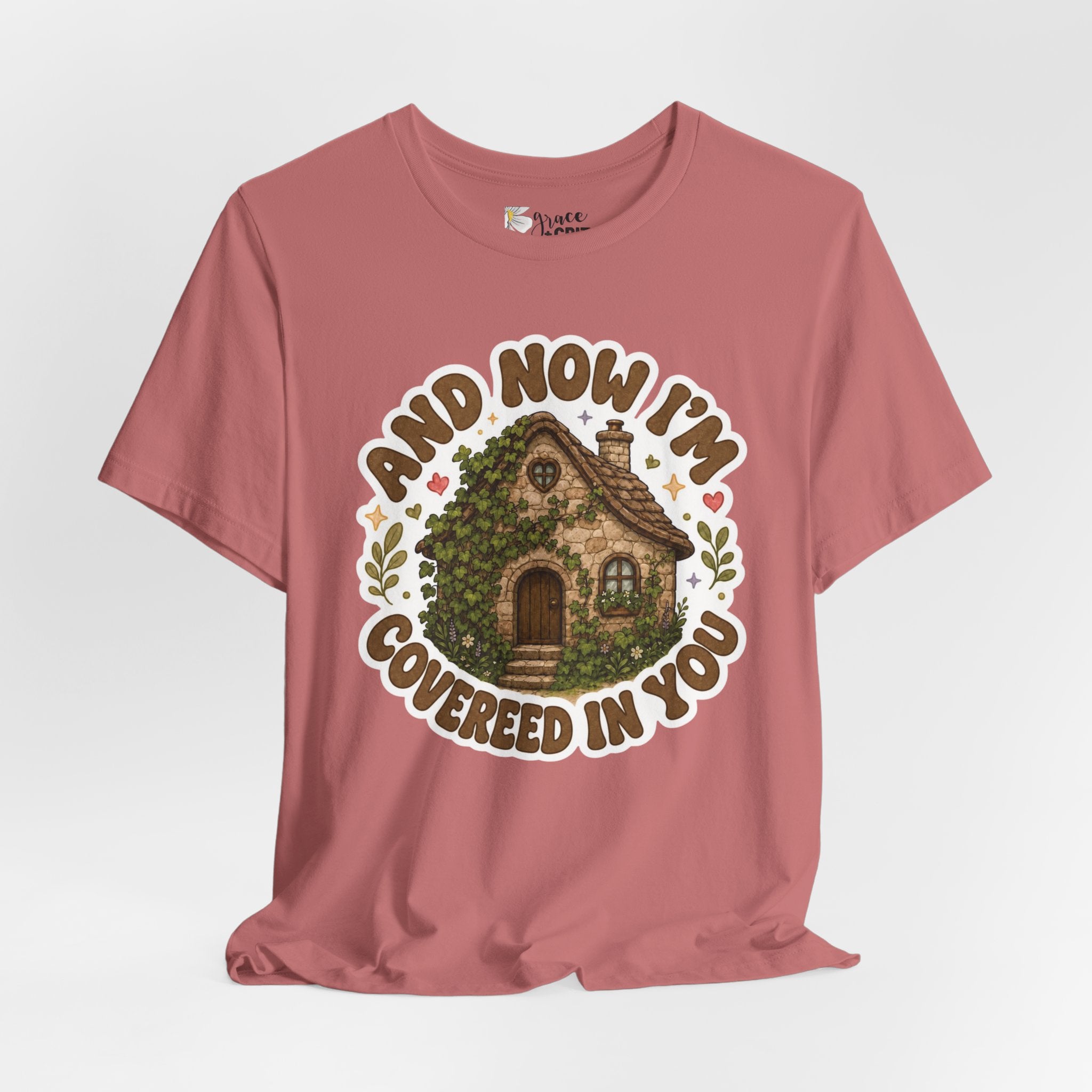 Covered in You Cottage Tee — Vintage Floral Cozy House Graphic Shirt