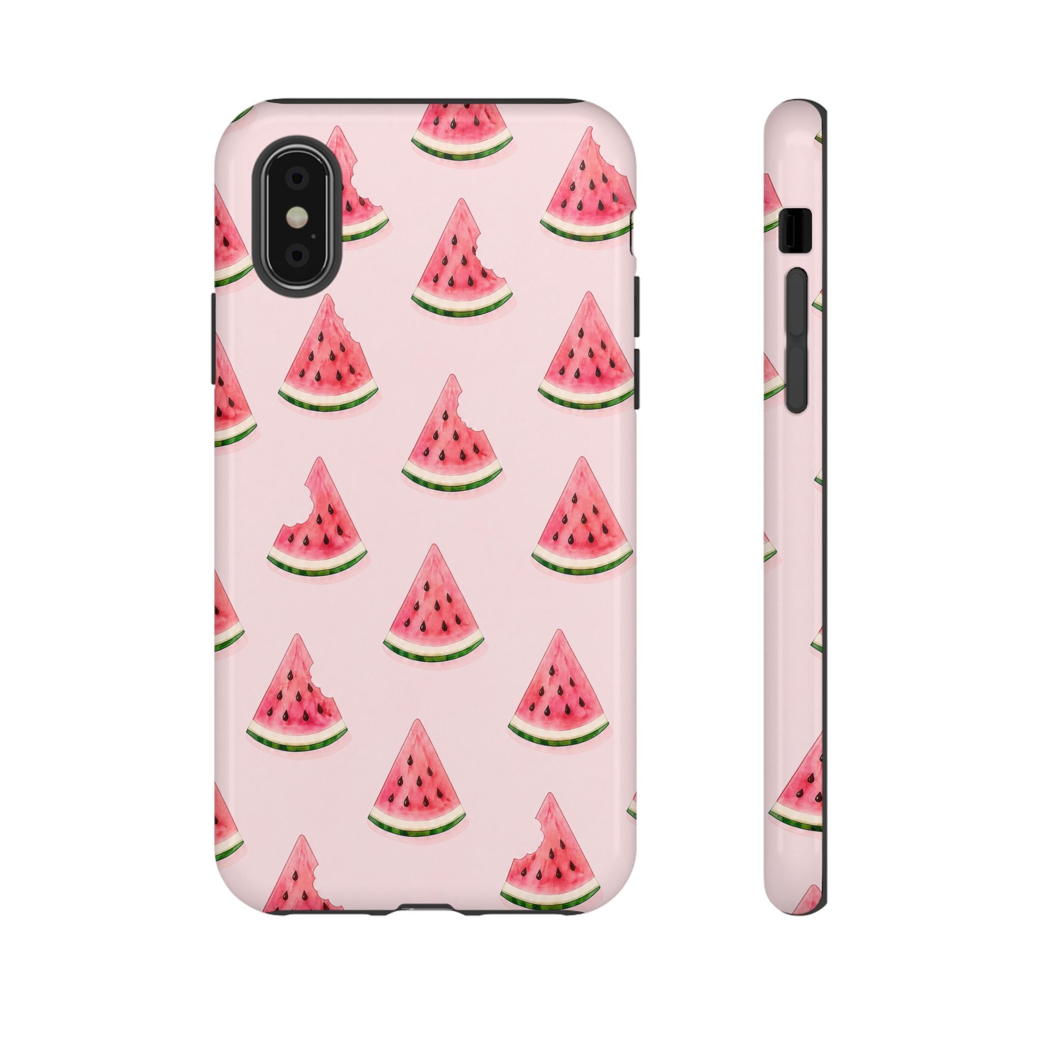 Watermelon Pattern Tough Phone Case — Pink Fruit Slice Protective Case