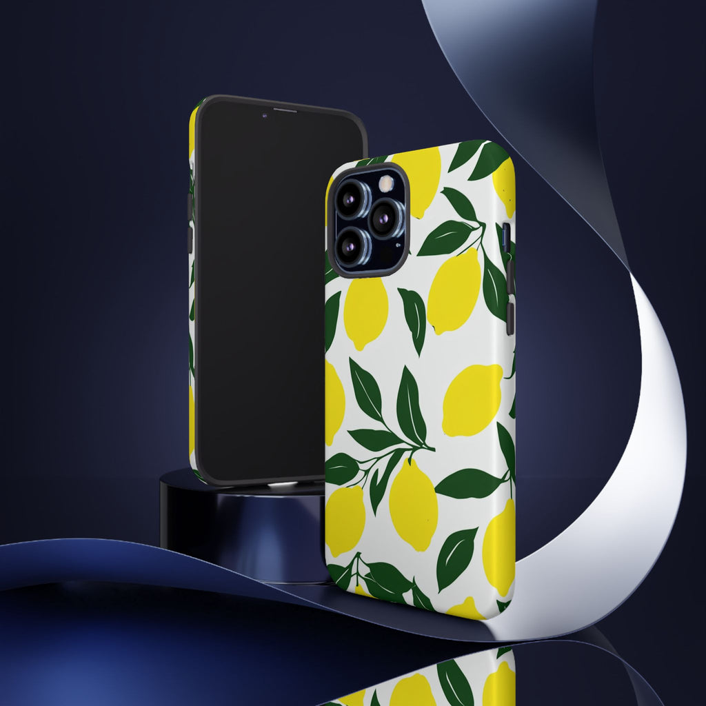 Lemon Pattern Tough Phone Case — Bright Citrus Protective Cover