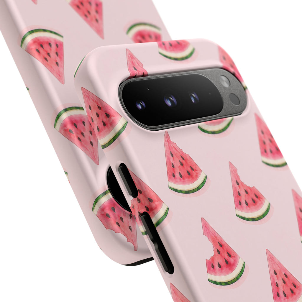 Watermelon Pattern Tough Phone Case — Pink Fruit Slice Protective Case