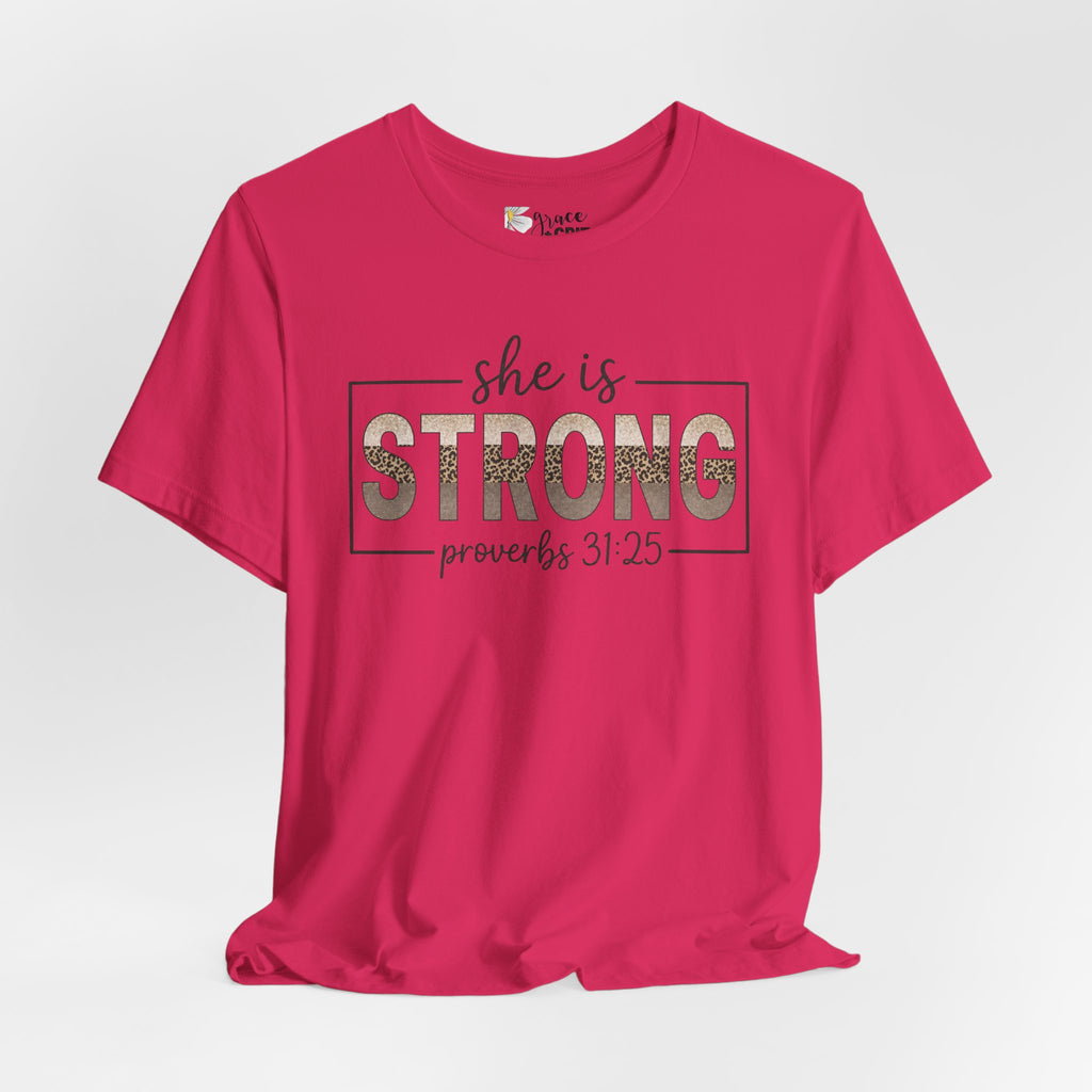 She Is Strong Floral Tee — Inspirational Women's Strength T-Shirt