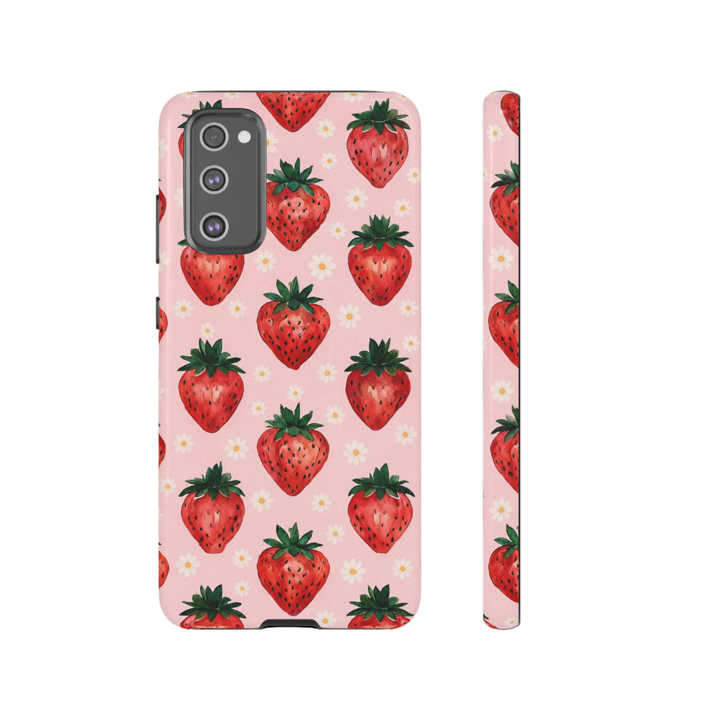 Strawberry Pattern Tough Case — Cute Pink Fruit Phone Case
