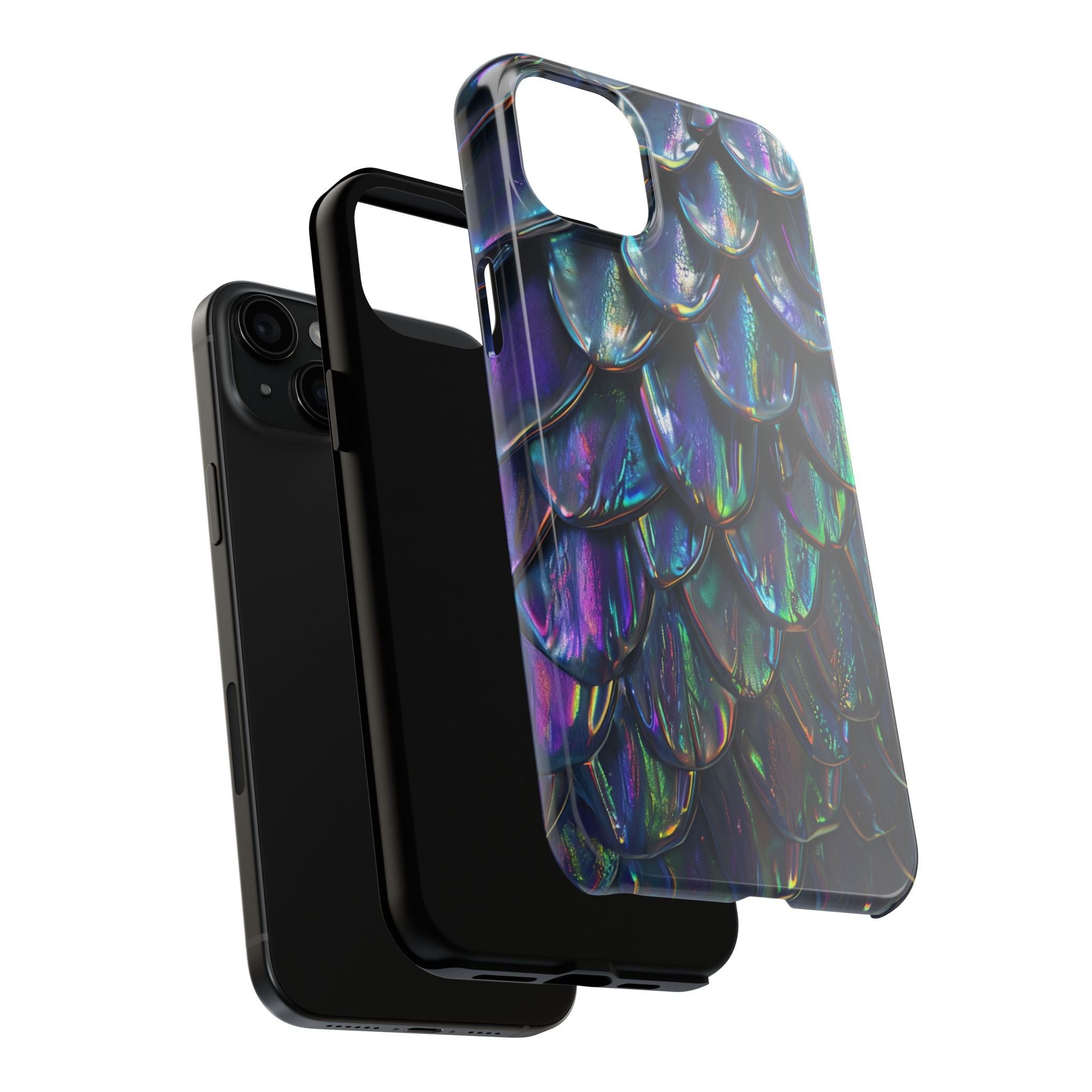 Holographic Mermaid Scale Tough Phone Case — Iridescent Protective Phone Cover