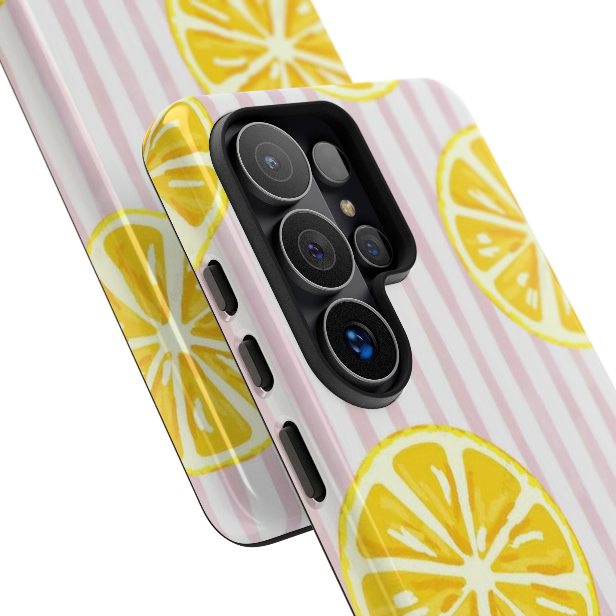Lemon Slices Tough Case — Cute Pink Stripe Phone Cover