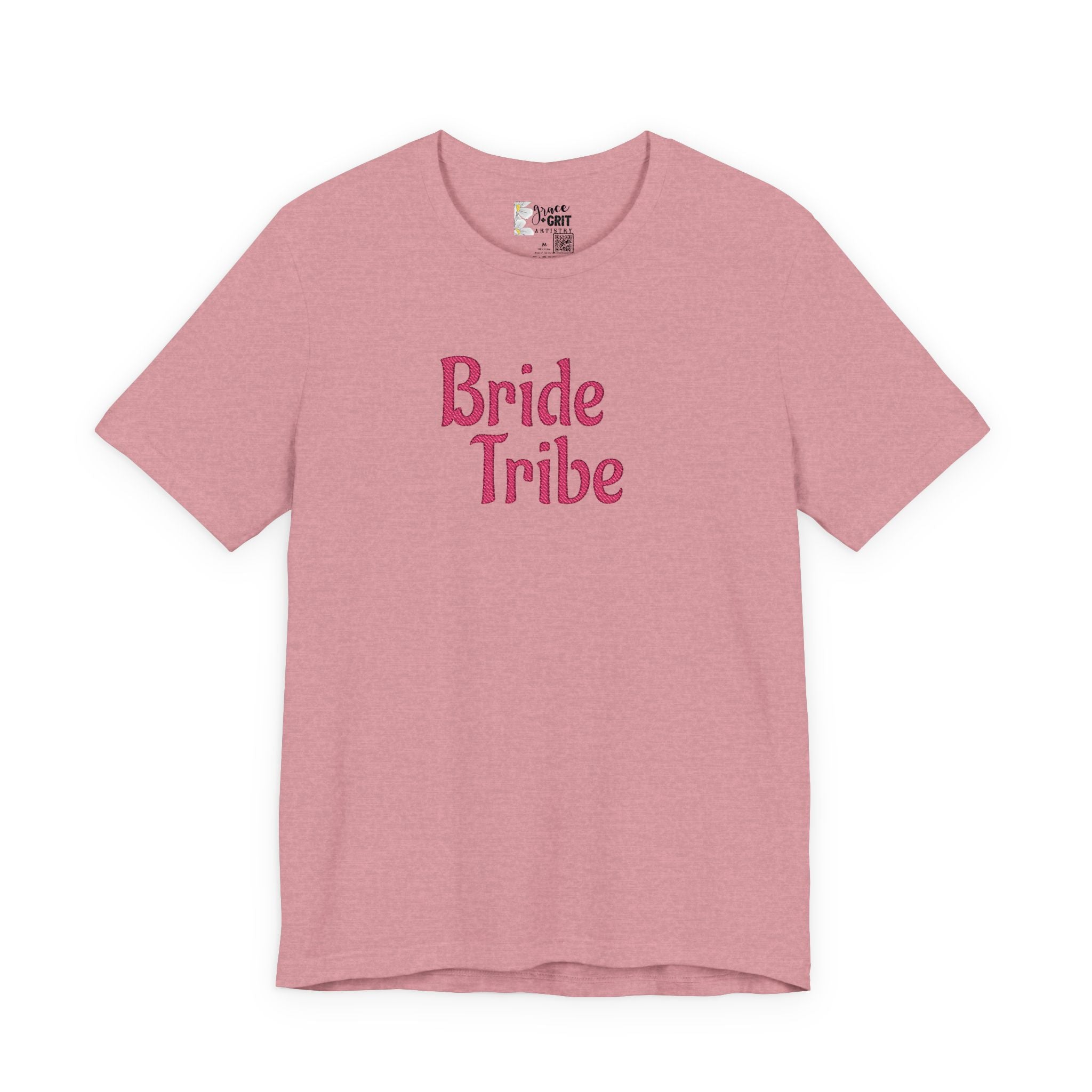 Embroidered Bride Tribe T‑Shirt — Pink Bachelorette Party Tee