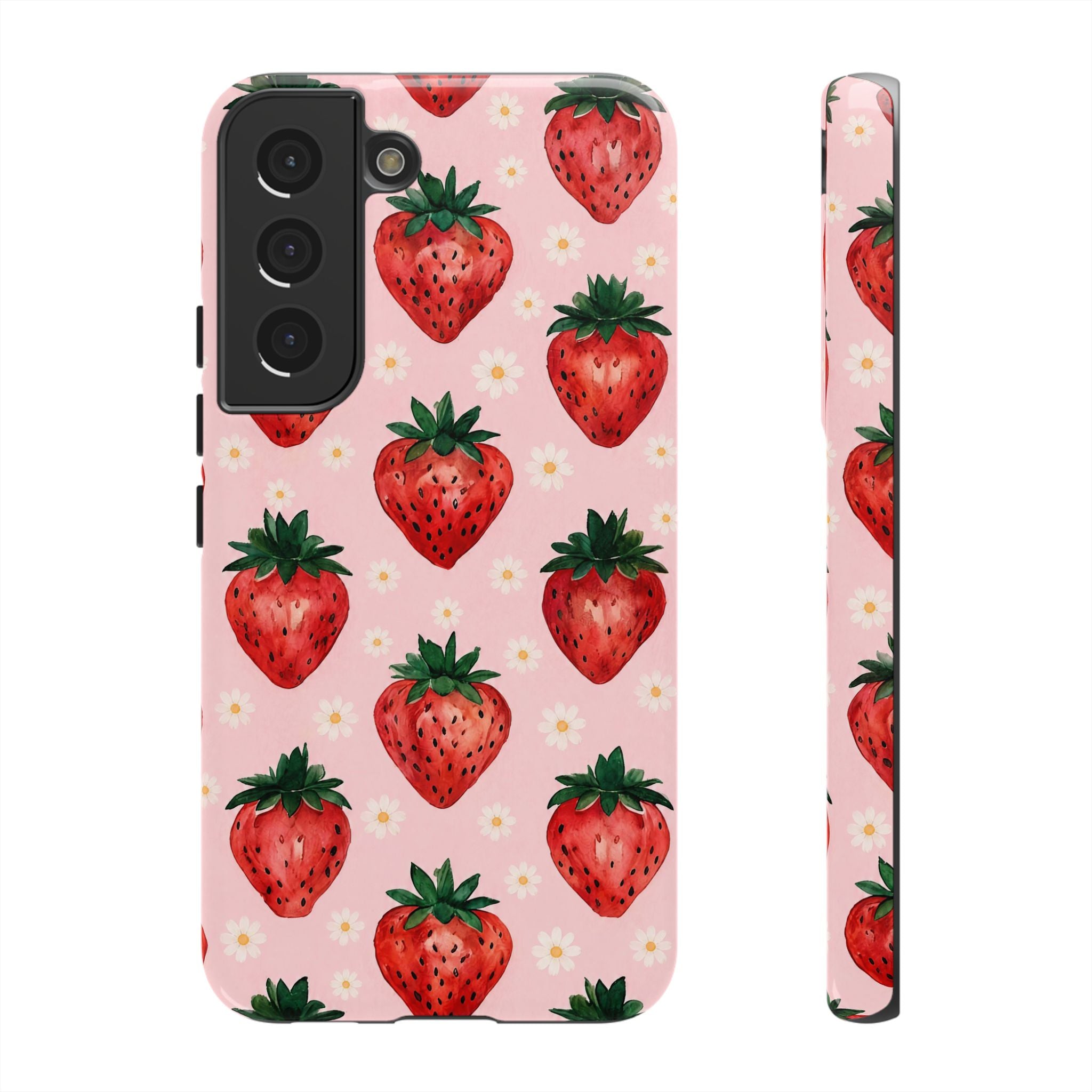Strawberry Pattern Tough Case — Cute Pink Fruit Phone Case