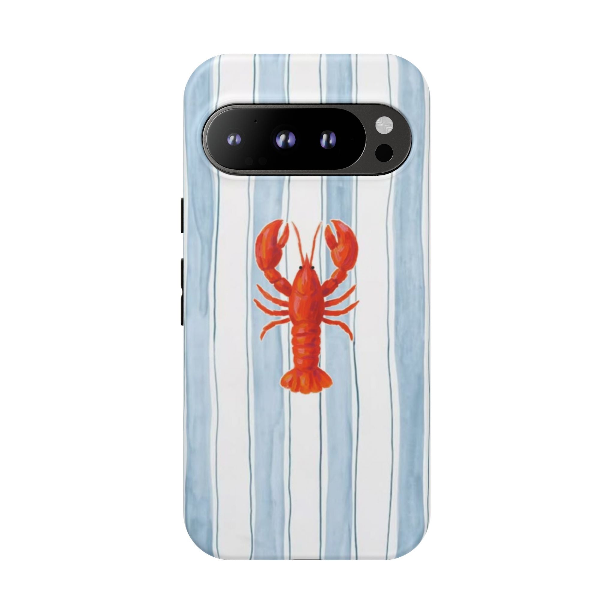 Lobster Stripe Phone Case — Nautical Blue & White Protective Cover
