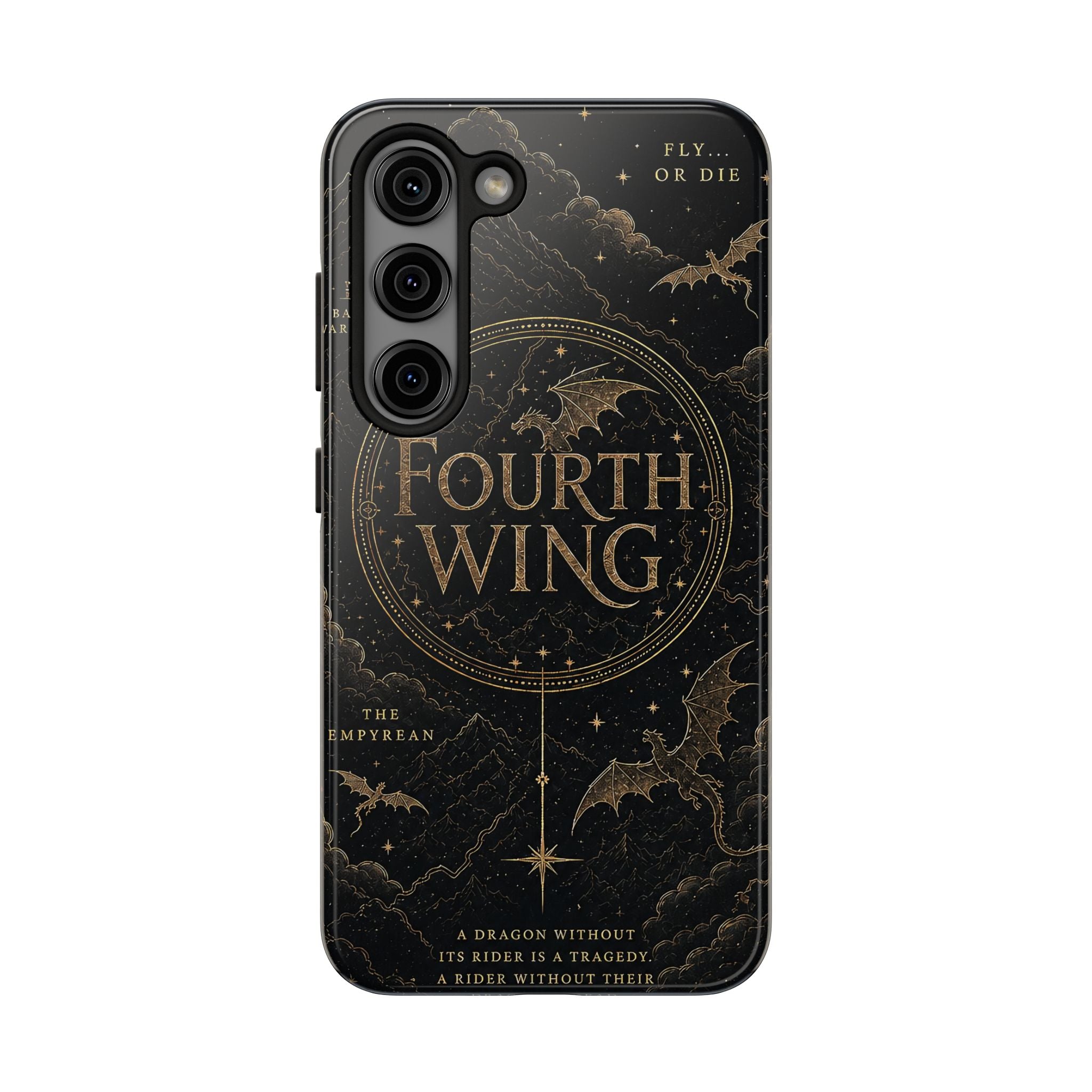 Fourth Wing Tough Phone Case — Dark Fantasy Dragon Design, 'Fly or Die' Quote