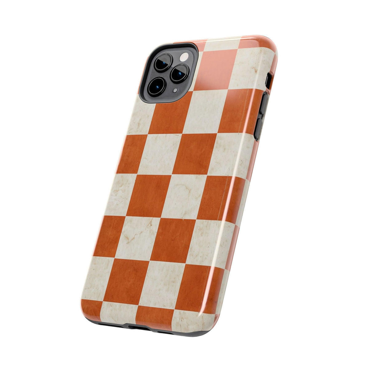Orange and Cream Checkerboard Tough Phone Case