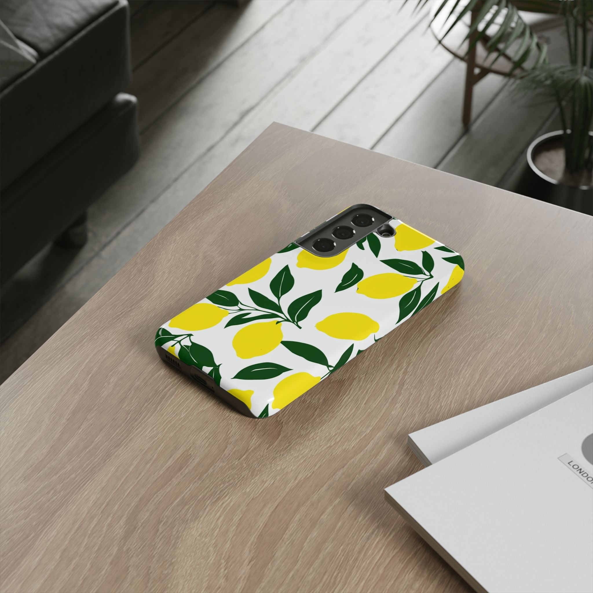 Lemon Pattern Tough Phone Case — Bright Citrus Protective Cover