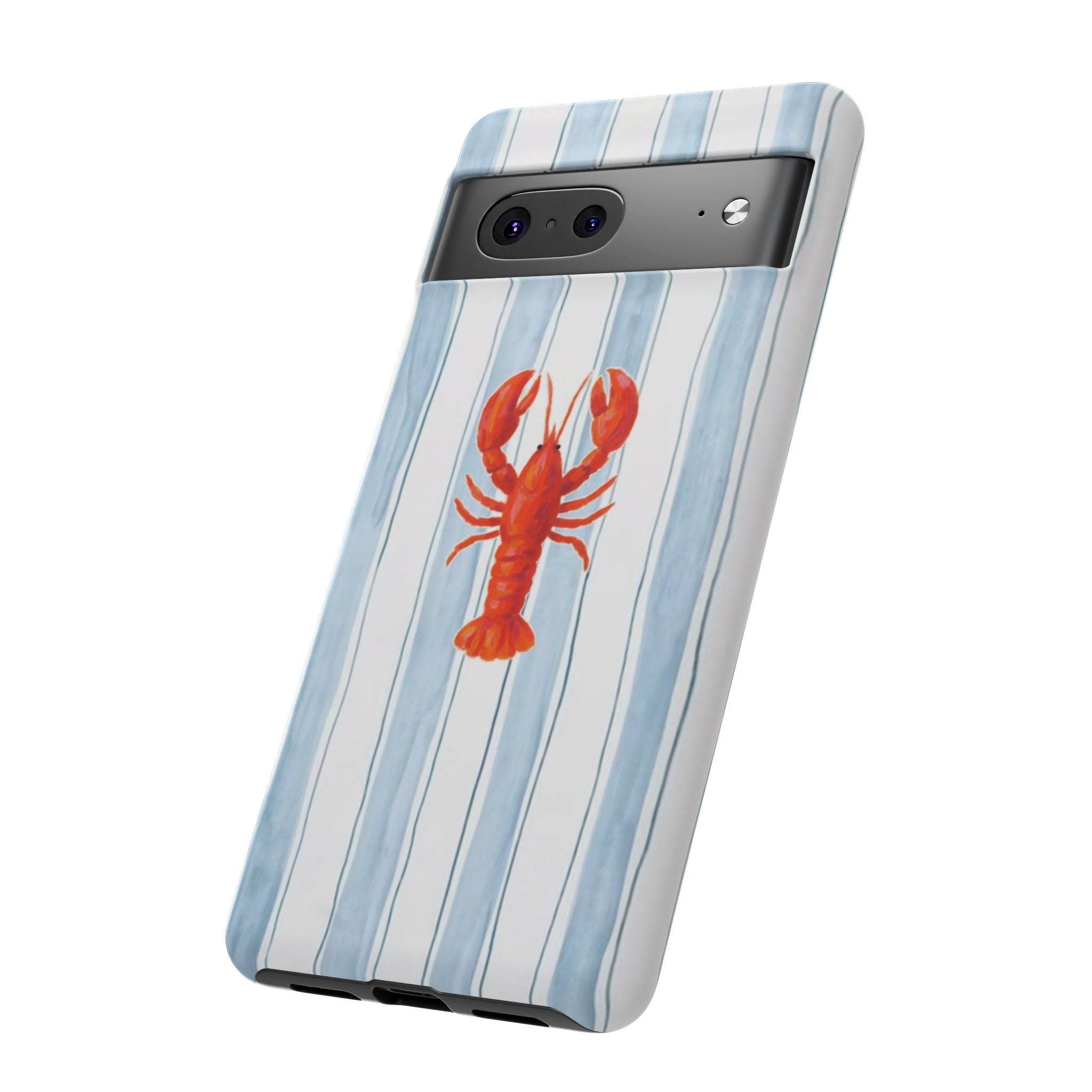 Lobster Stripe Phone Case — Nautical Blue & White Protective Cover