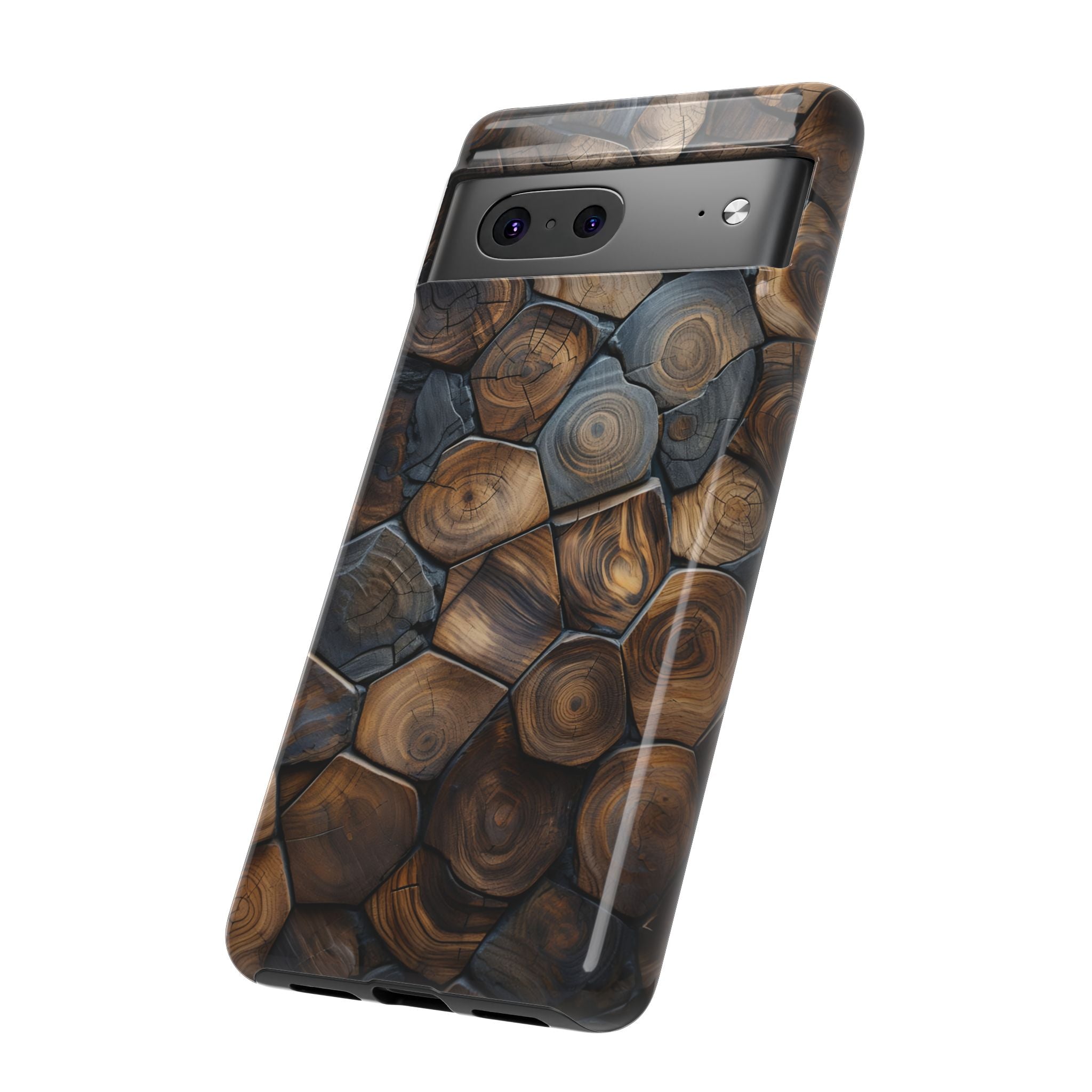 Wood Grain Hex Phone Case — Rustic Geometric iPhone Protection