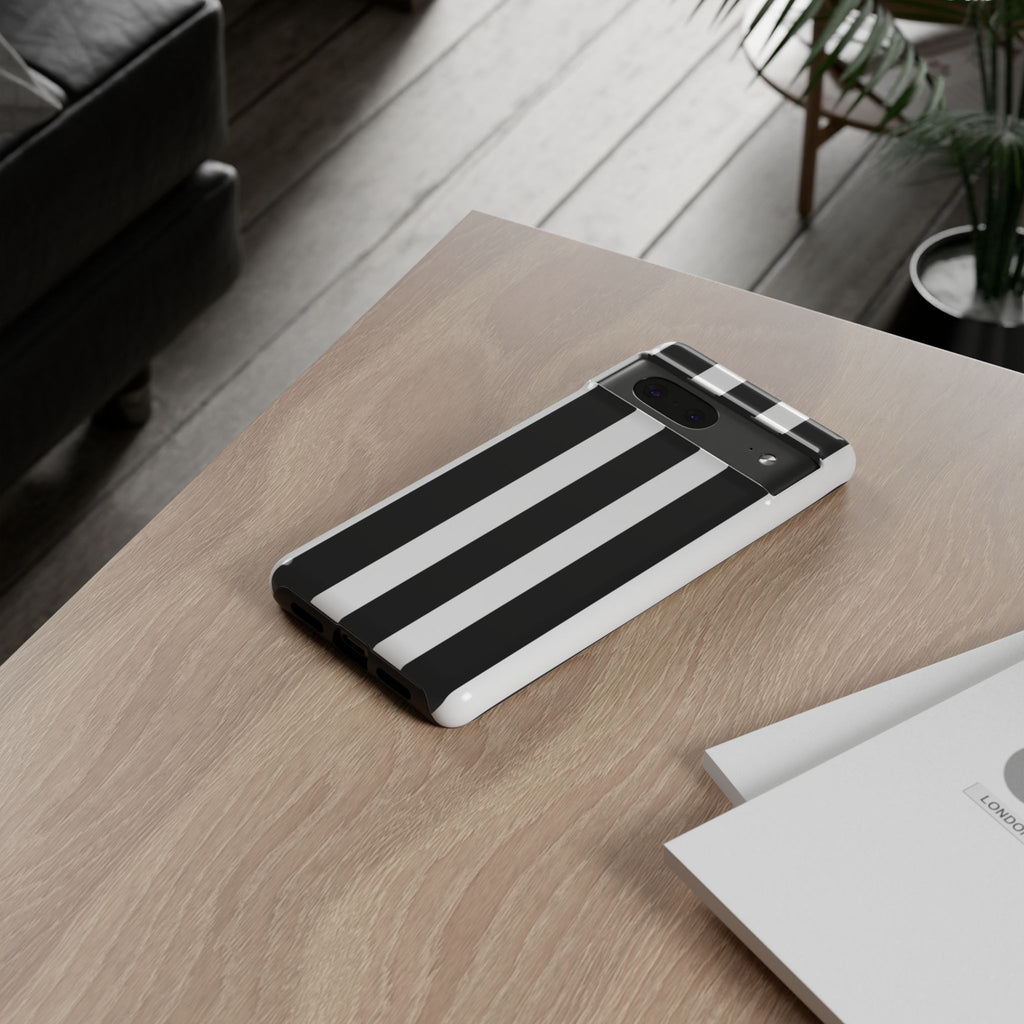 Black & White Vertical Stripe Phone Case — Tough Protective iPhone Cover