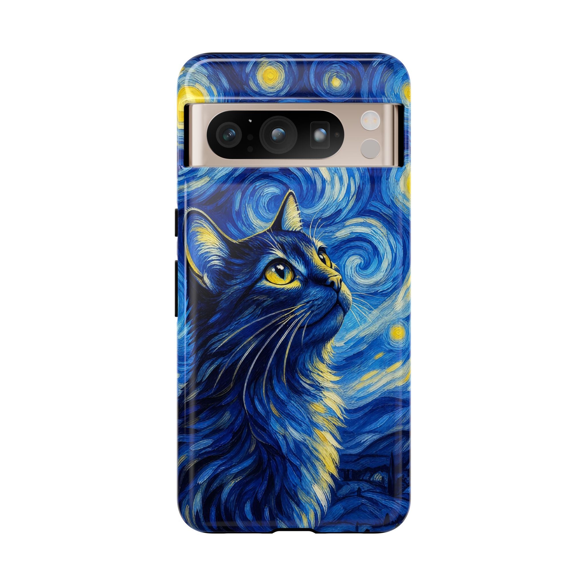 Starry Night Cat Phone Case — Van GoghStyle Blue Galaxy iPhone Cover