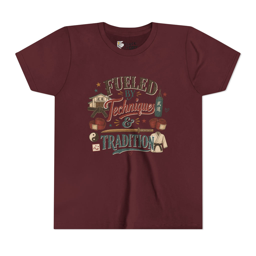 Fueled by Techniques & Tradition Youth Tee | Martial Arts Karate Graphic Shirt