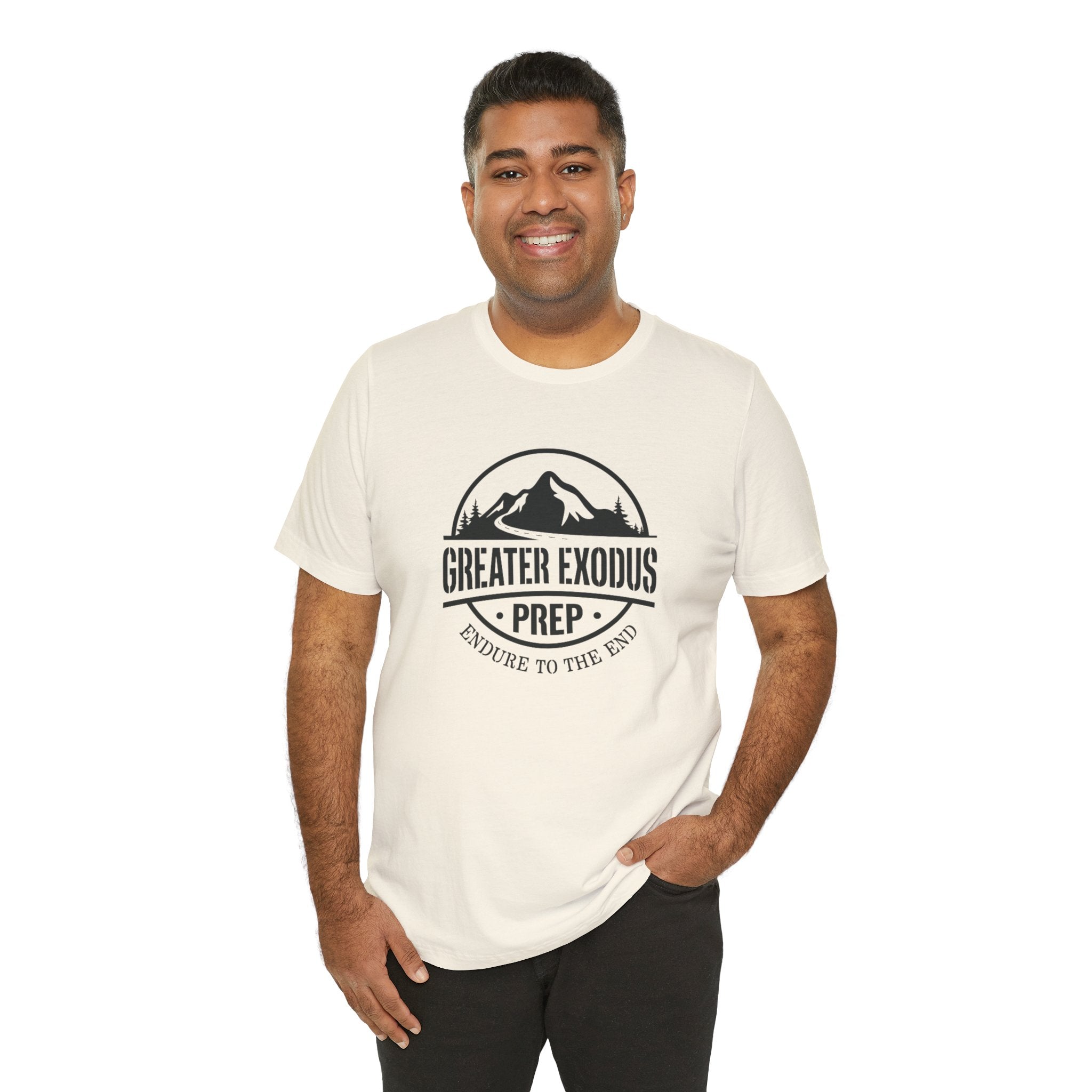 Greater Exodus Prep T-Shirt — Mountain Logo “Endure to the End” Adventure Tee